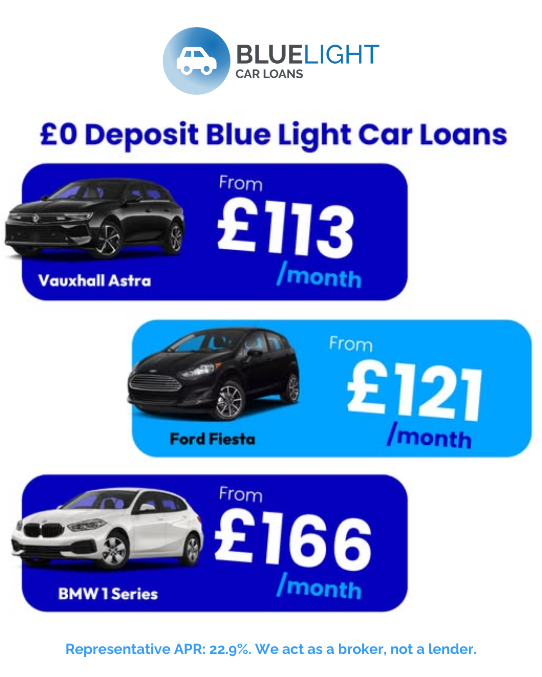 Blue Light Car Loans Facebook ad