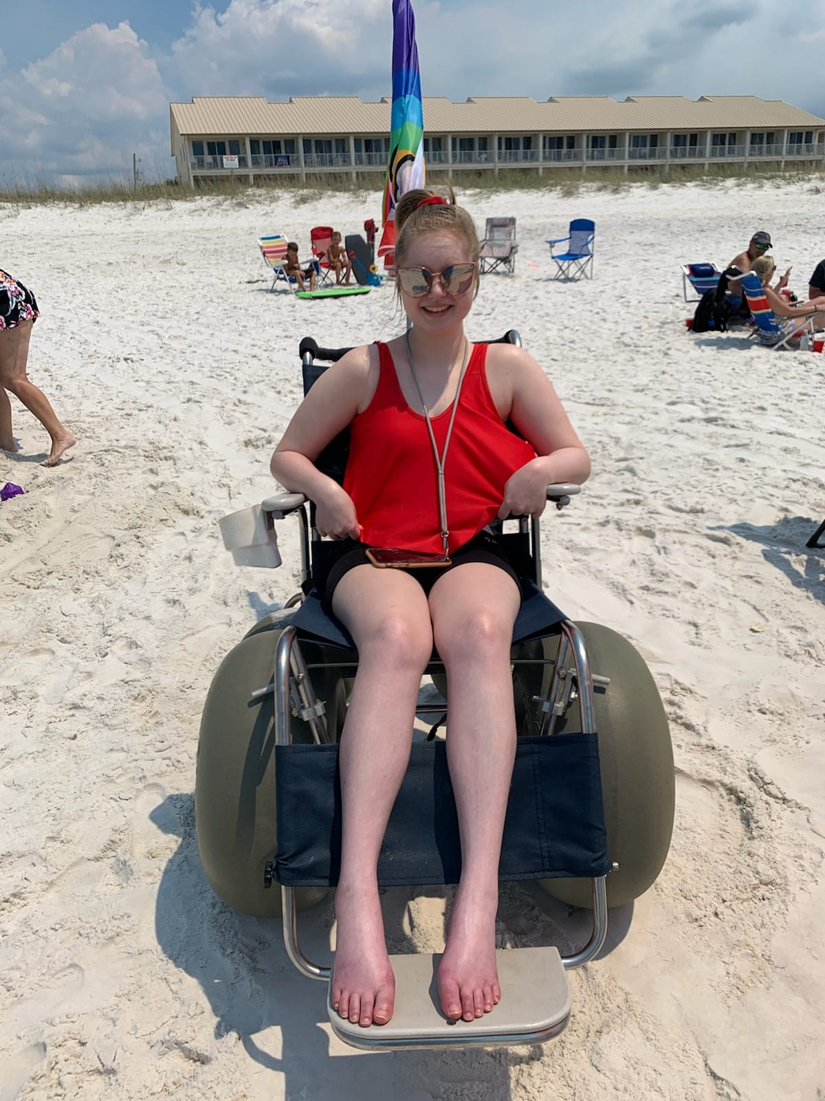 Okaloosa Island Beach Adventures Facebook ad: Beach Mobility Wheelchair, Okaloosa Island Beach…