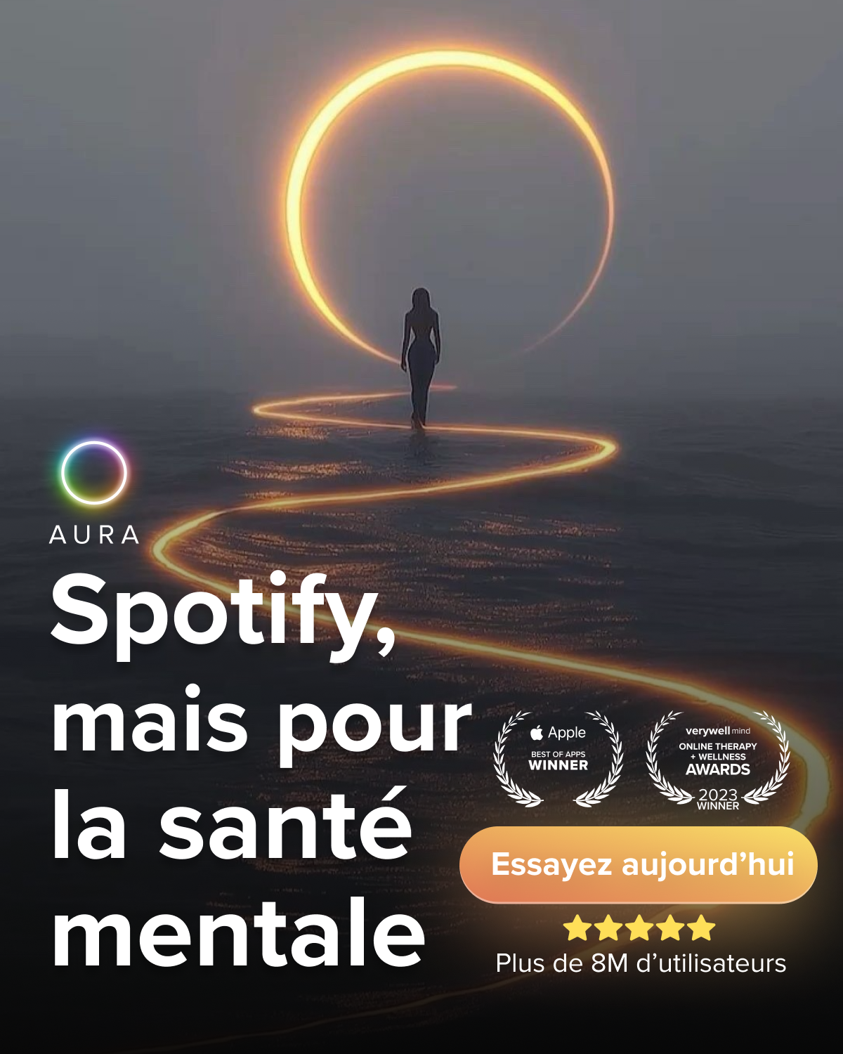 Aura: Trouvez la paix tous les jours Facebook ad: Transformez votre vie maintenant