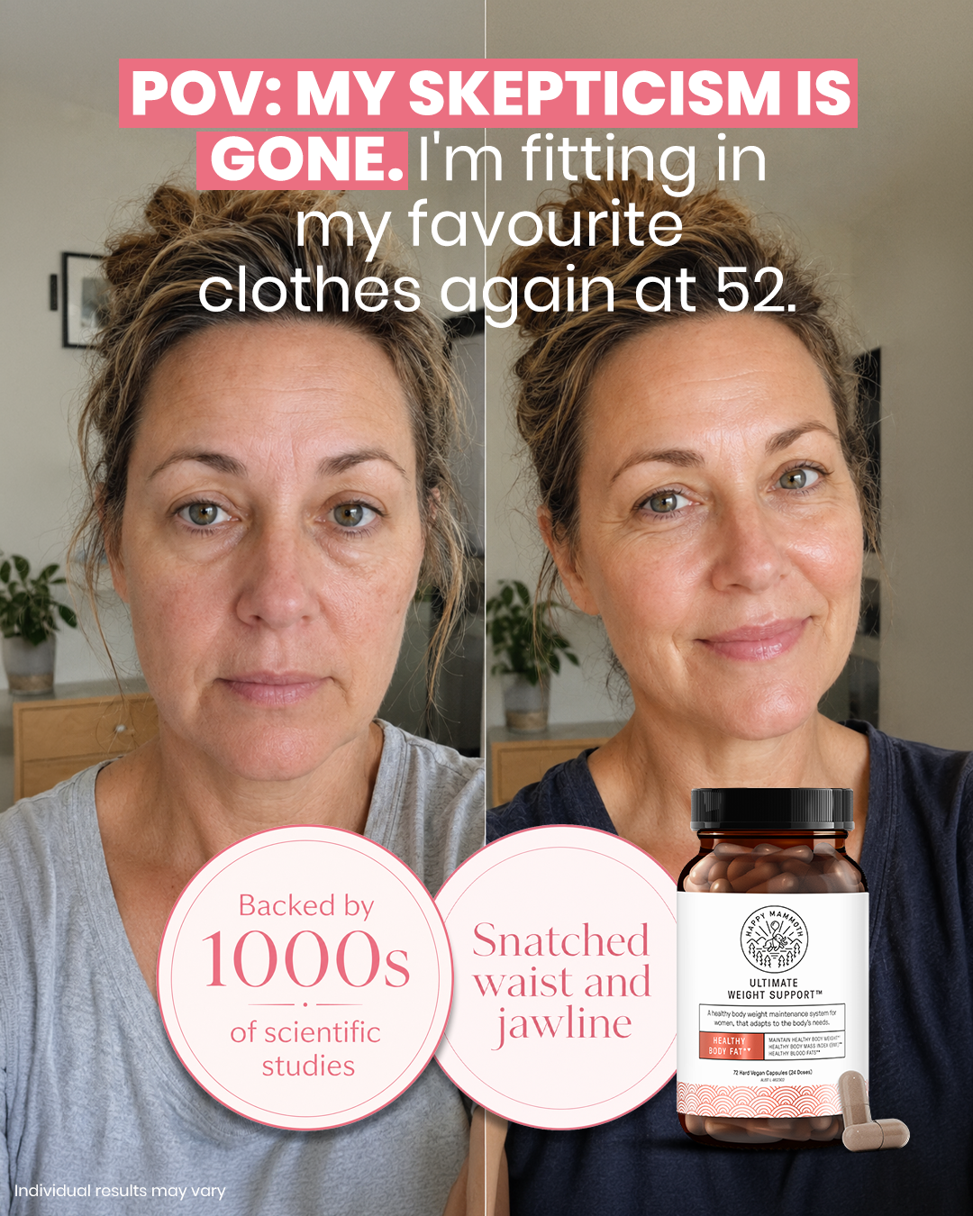 Happy Mammoth Facebook ad: My clothes fit completely differently now…