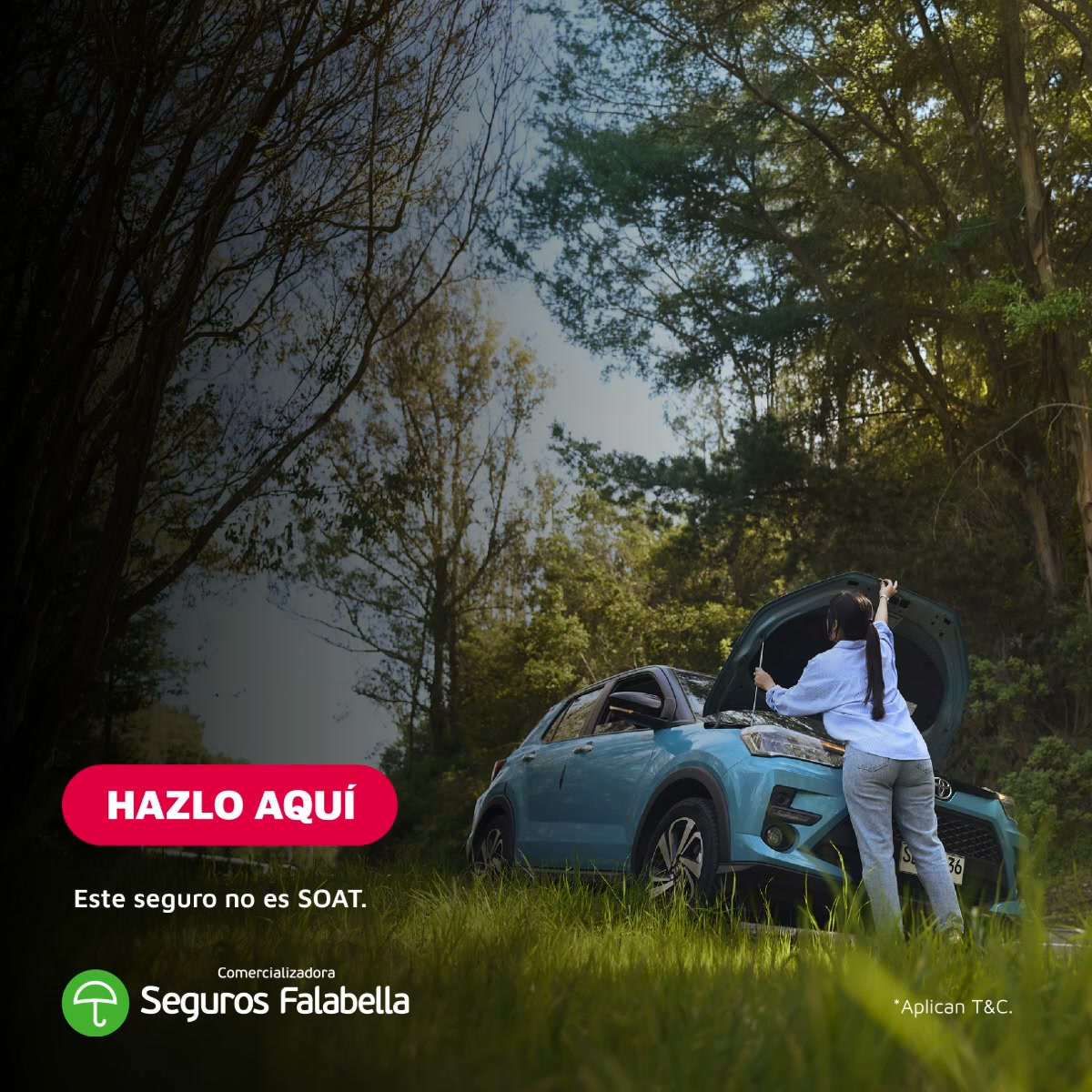 Corredores de Seguros Falabella Facebook ad: Cotiza y contrata 100% online