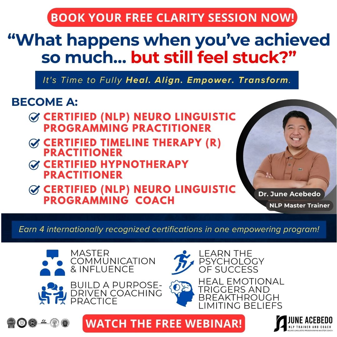 Dr. June Acebedo NLP Master Coach and Trainer Facebook ad: One New Conversation Is Enough To Transform Your Life!