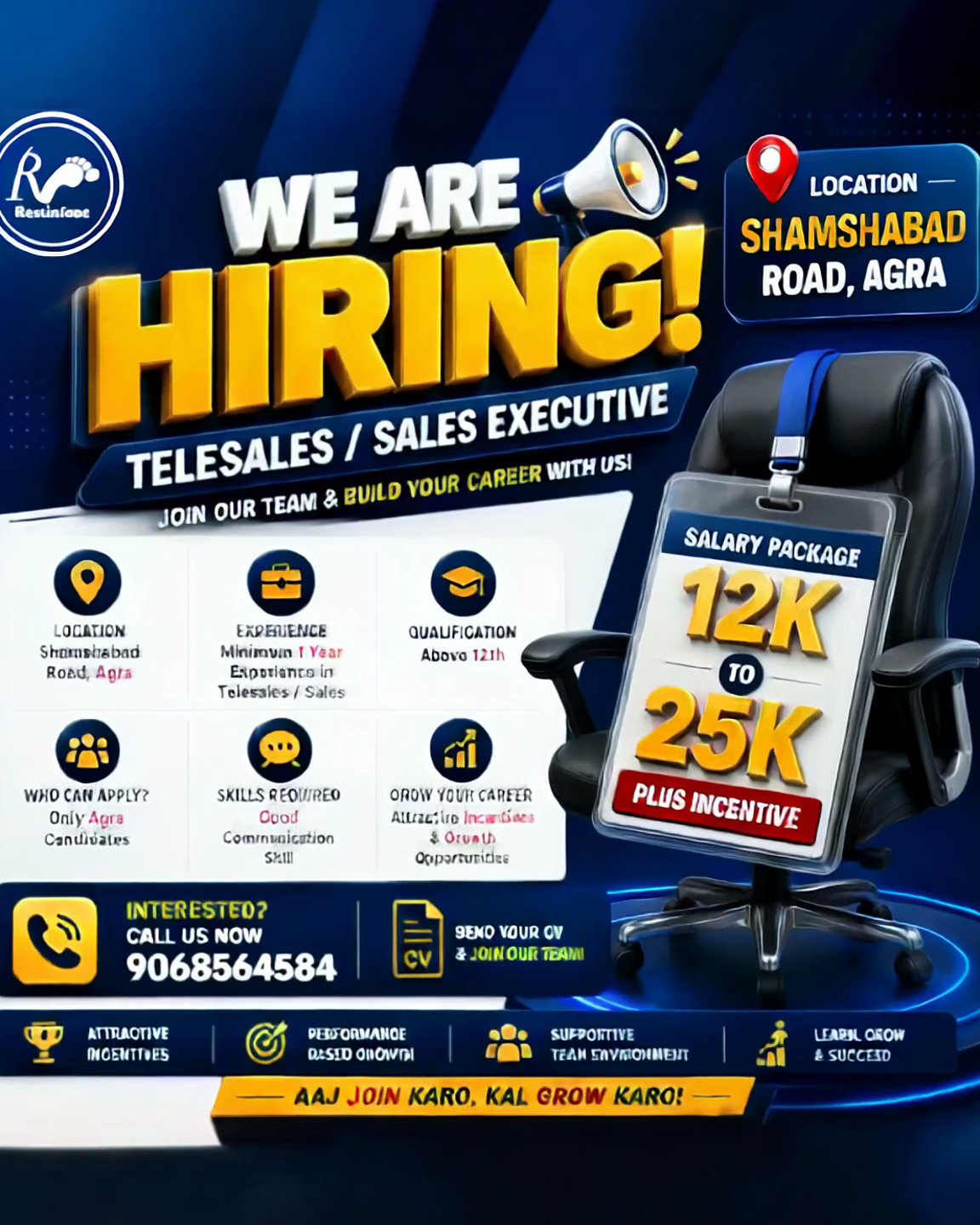 Restinfoot Facebook ad: Telesales / Sales Executive, ₹12K-₹25K + Incentives