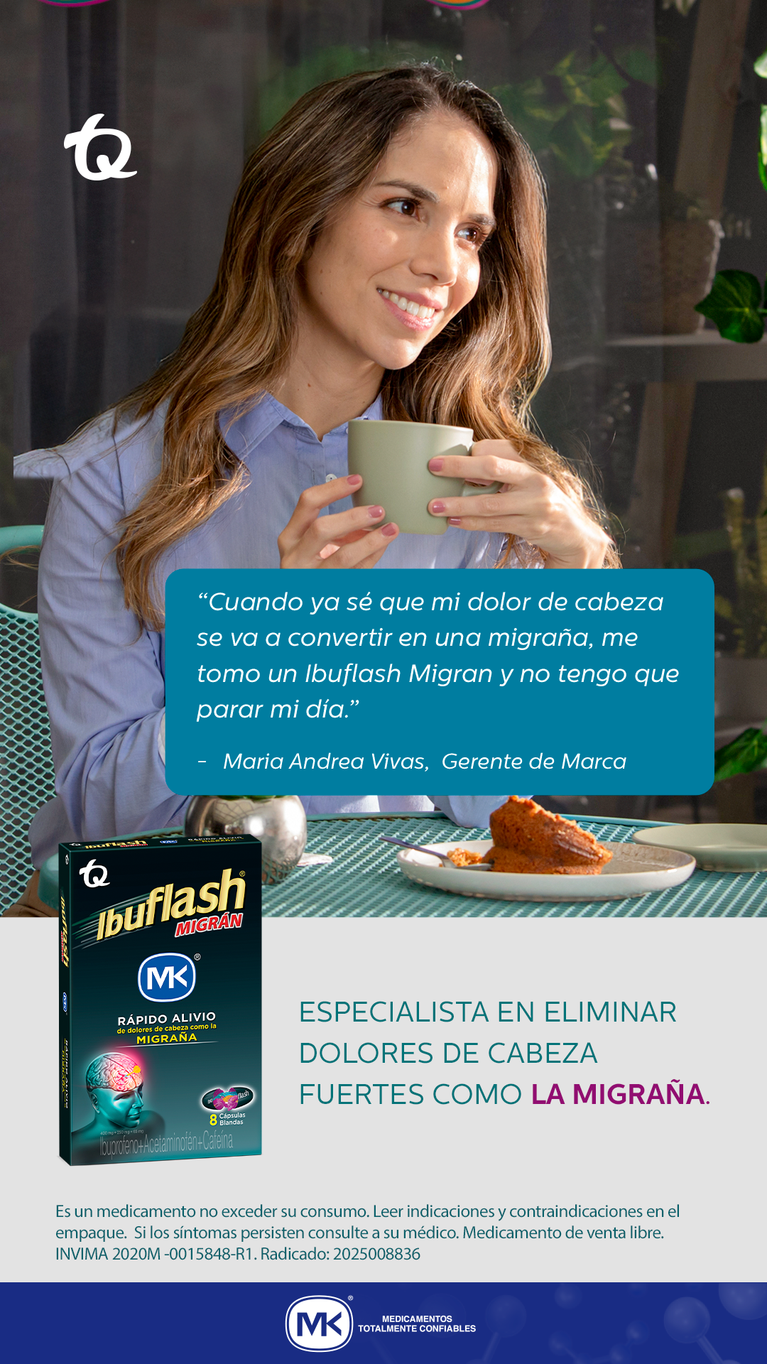 Ibuflash MK Facebook ad: Ibuflash MK: Potente fórmula líquida para el dolor de cabeza