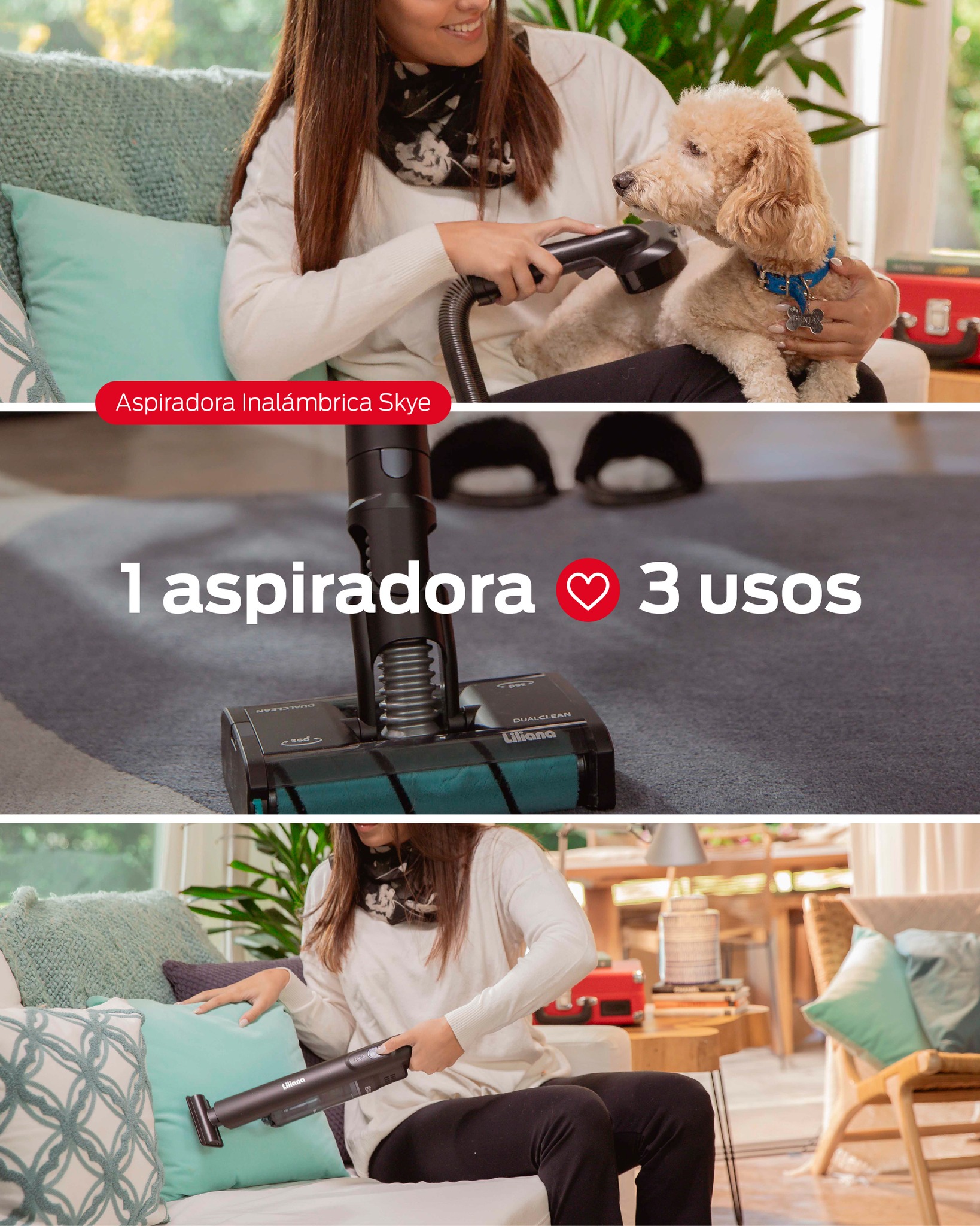 Liliana Electrodomésticos Facebook ad: Tres funciones, un solo resultado: una casa limpia