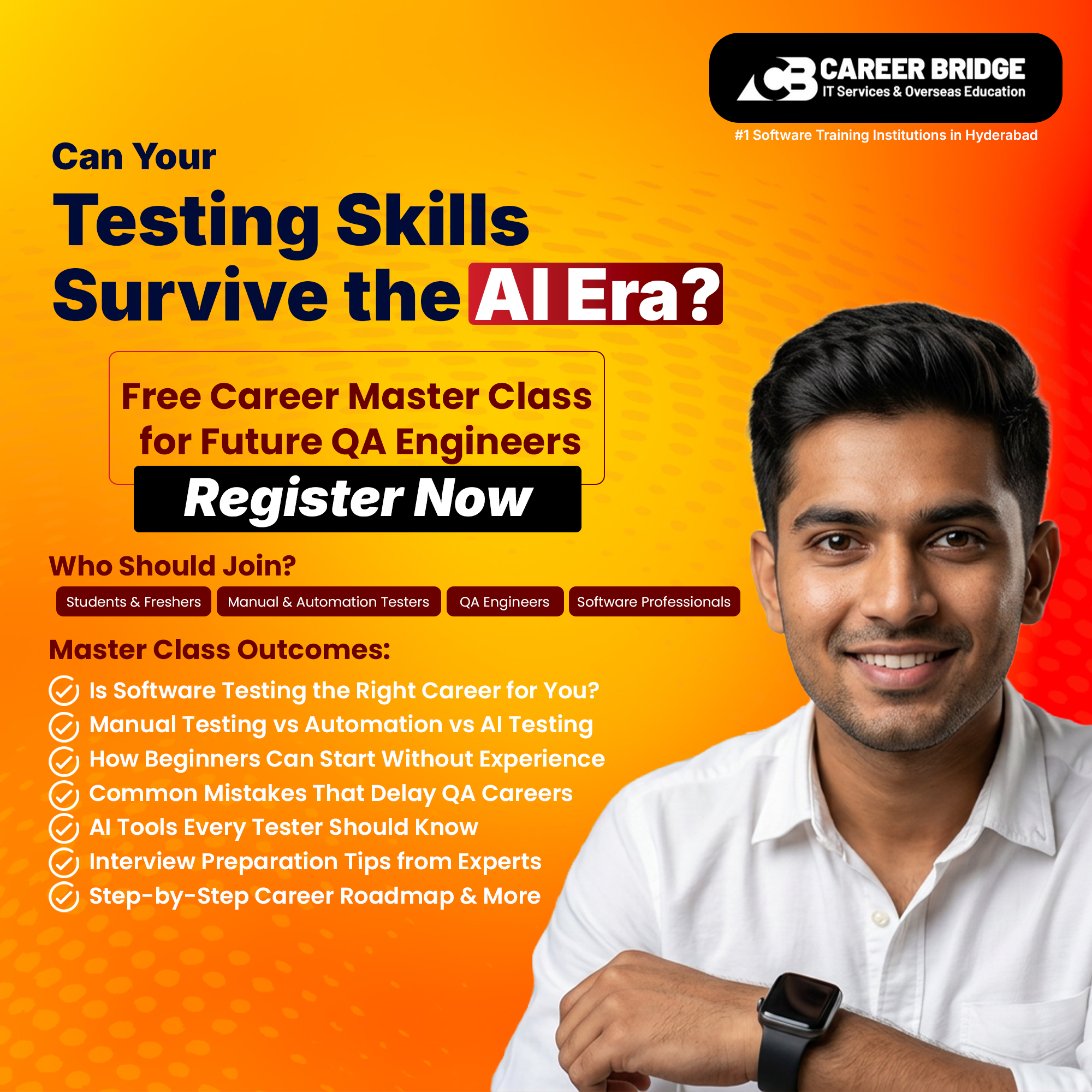 Career Bridge It Services And Overseas Education Facebook ad: Can Your Testing Career Survive AI?