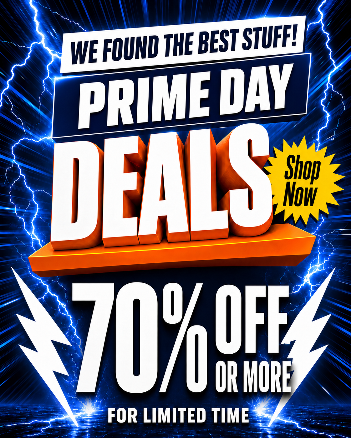 Offers.com Facebook ad: We Found The Best 70% Off Amazon Prime Day Deals