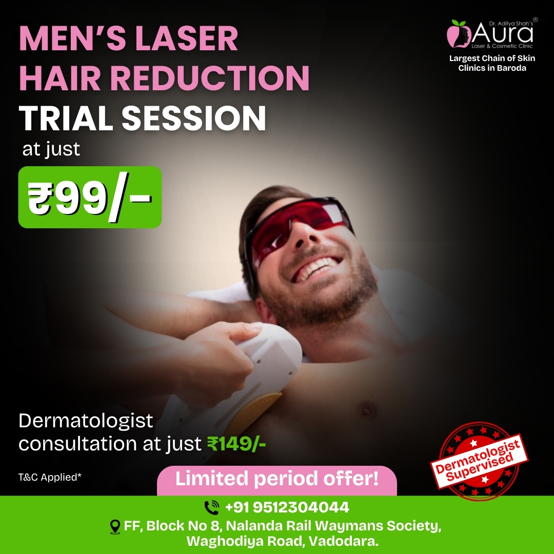 Aura Laser & Cosmetic Clinic Facebook ad: Best Skin & Laser Clinic in Vadodara