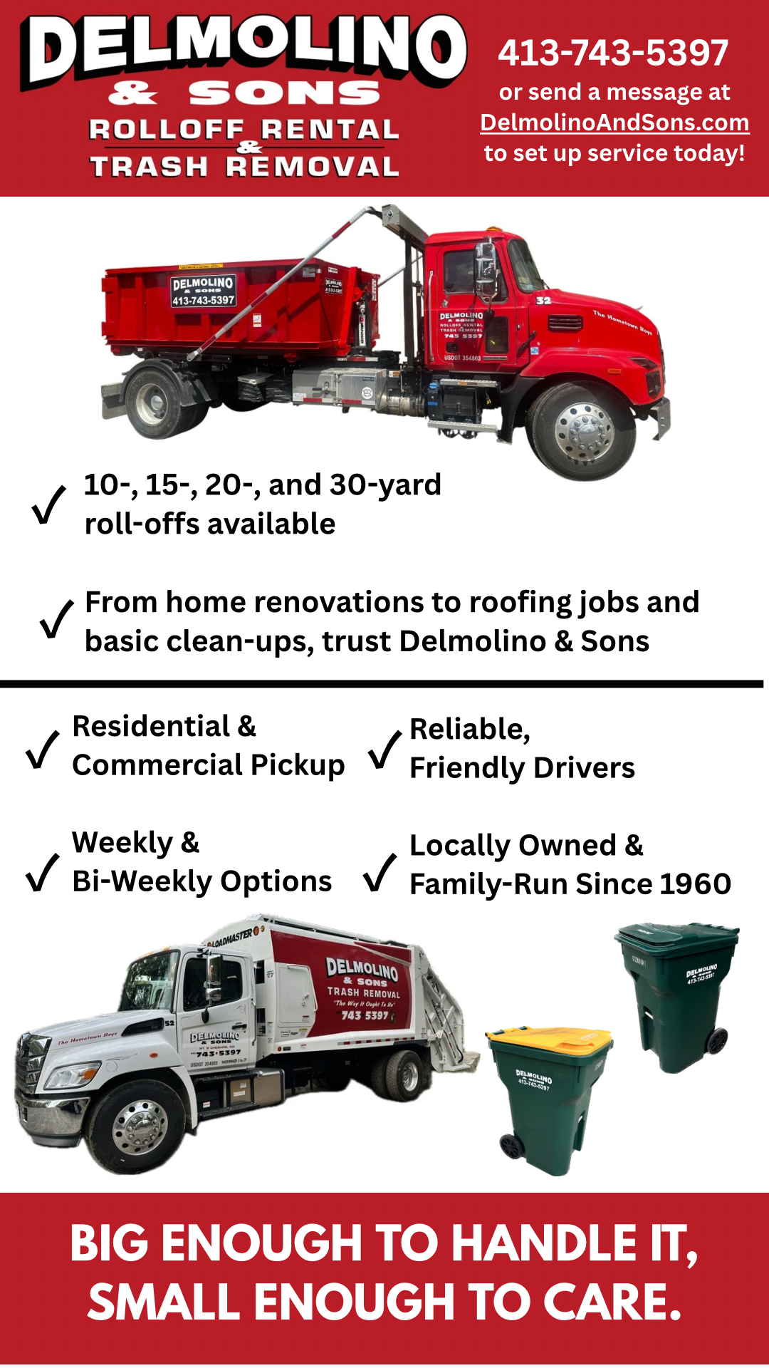 Delmolino & Sons Inc. Facebook ad: Easy Dumpster Rentals