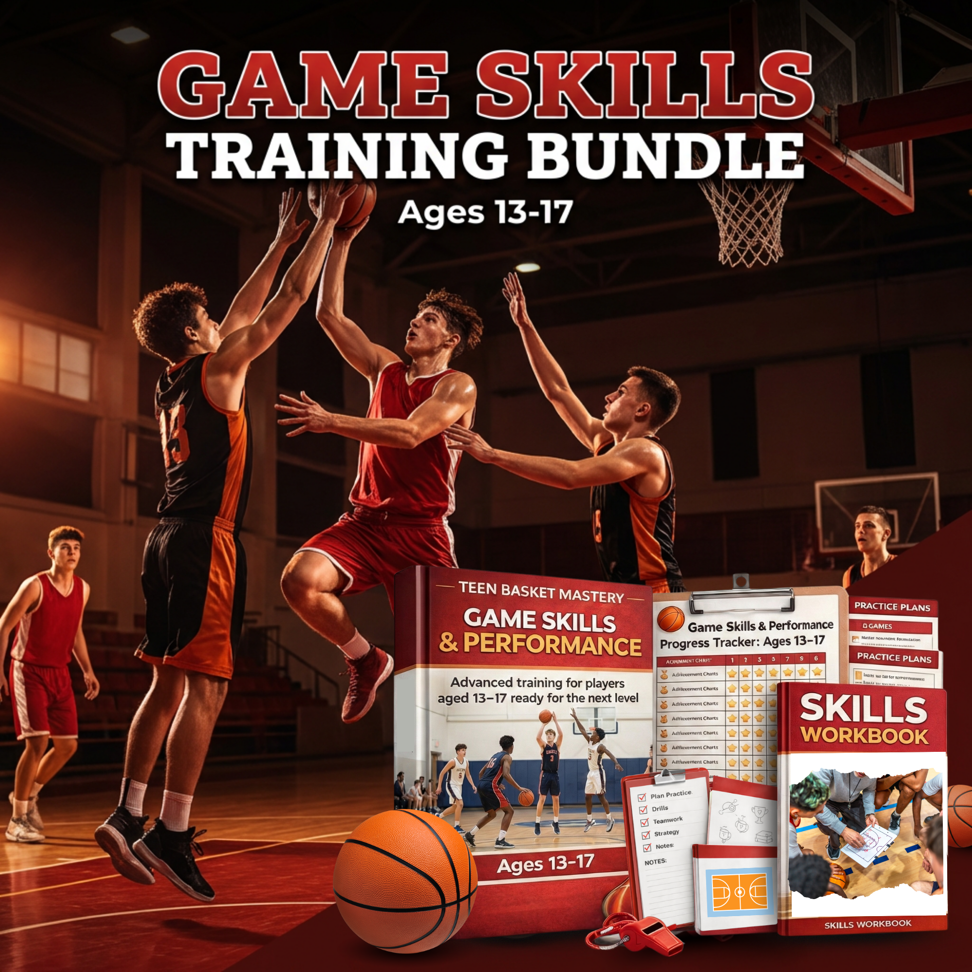 Sports Mastery Hub Facebook ad: Game-Ready Basketball Training (Ages 13-17)