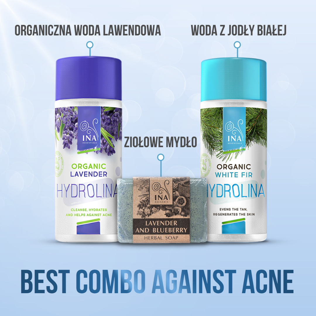 InaEssentials - Sklep rodzinny online z kosmetykami organicznymi Facebook ad: Masz skórę skłonną do trądziku? Pozbądź się go