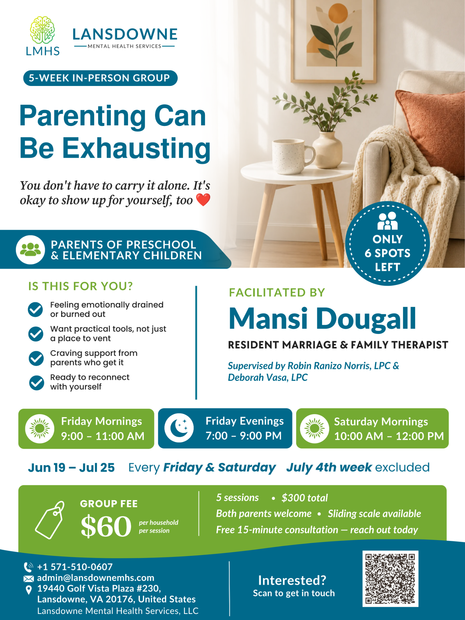 Lansdowne Mental Health Services PLLC Facebook ad: Taking care of your mental health should feel…