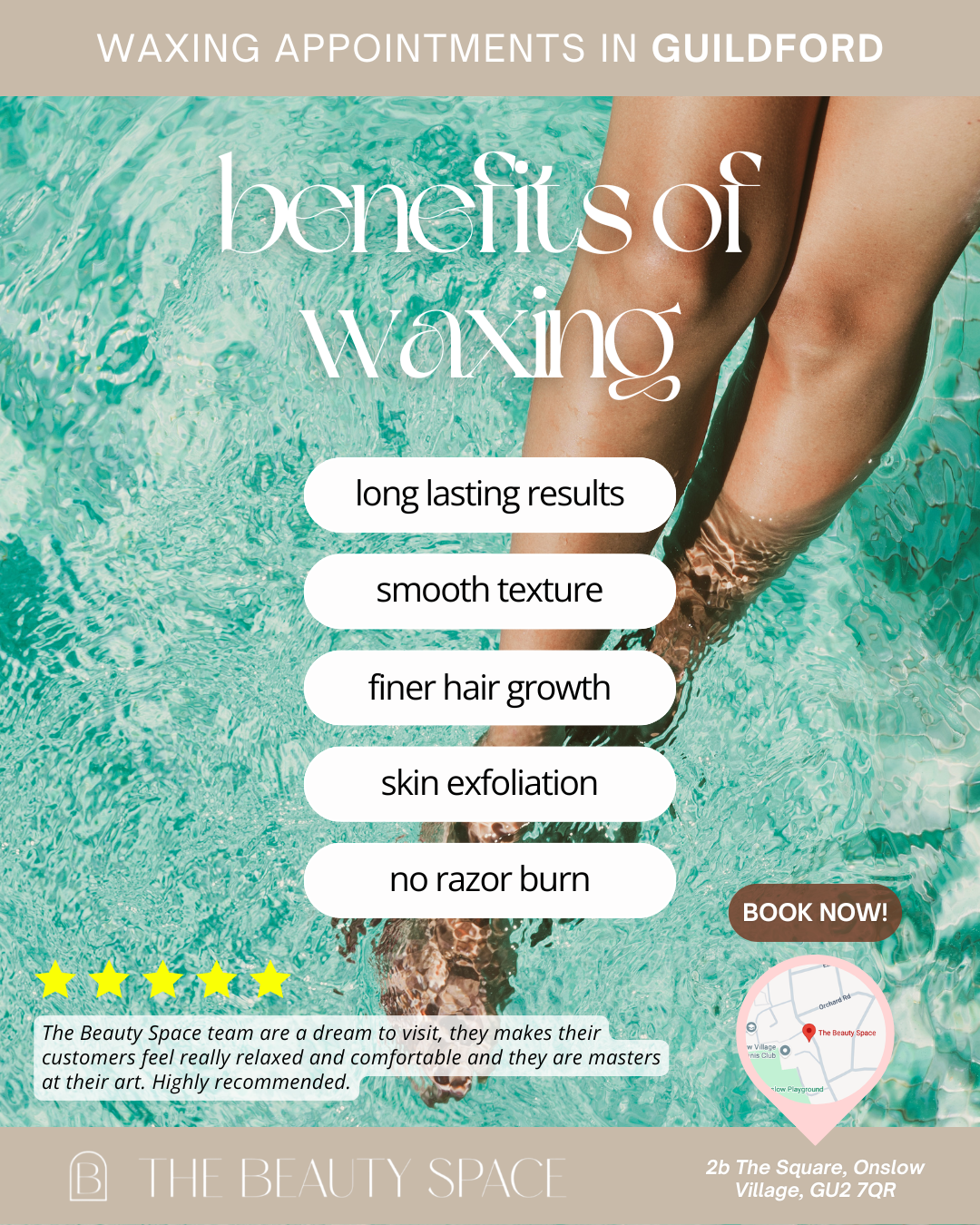 The Beauty Space Guildford Facebook ad: Waxing Treatments in Guildford