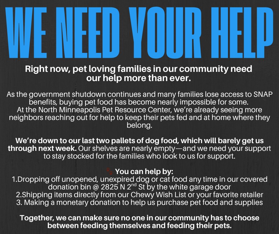 North Minneapolis Pet Resource Center Facebook ad: Right now, pet loving families in our community…