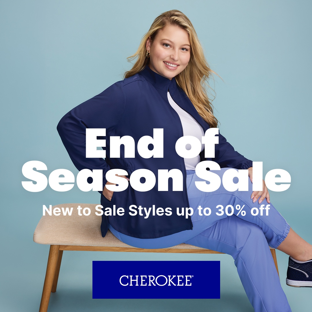 Cherokee Uniforms Facebook ad: New to Sale, Up to 30% Off