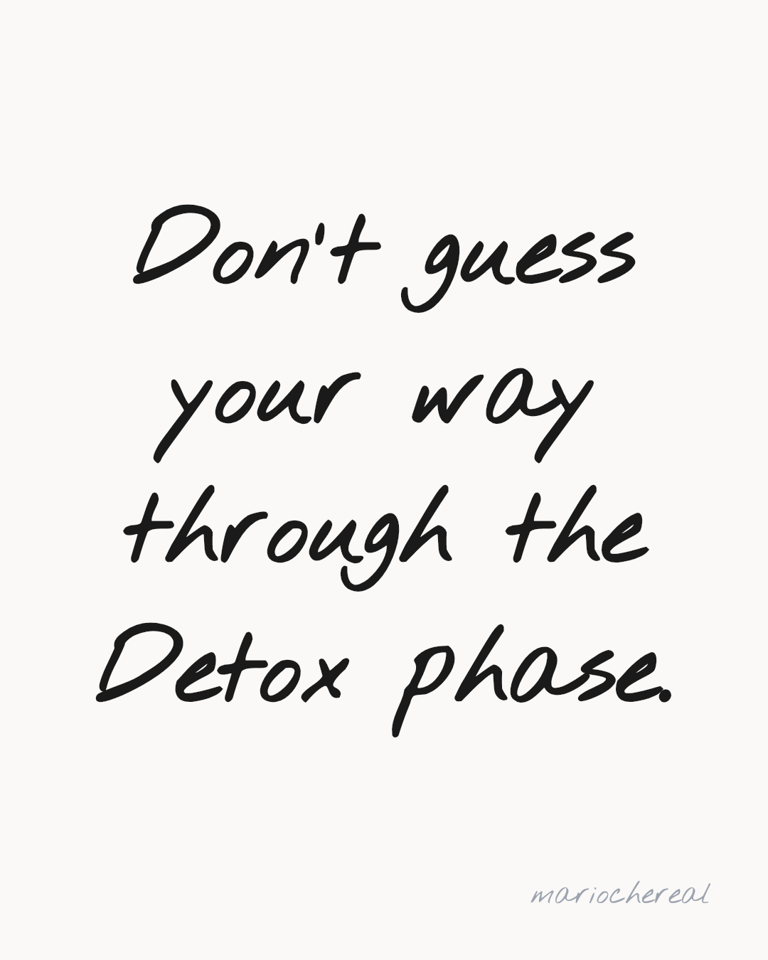 Mario Che Real Facebook ad: Don't guess your way through the Detox phase.