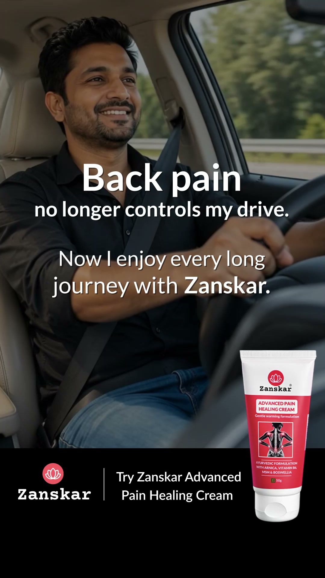 Zanskar: Muscle & Joint Relief Facebook ad: Deep Nerve Relief, No Side Effects