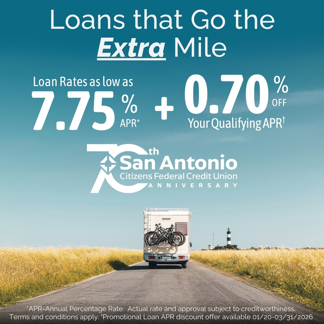 San Antonio Citizens Federal Credit Union Facebook ad: Adventure is calling, and now it’s more affordable…
