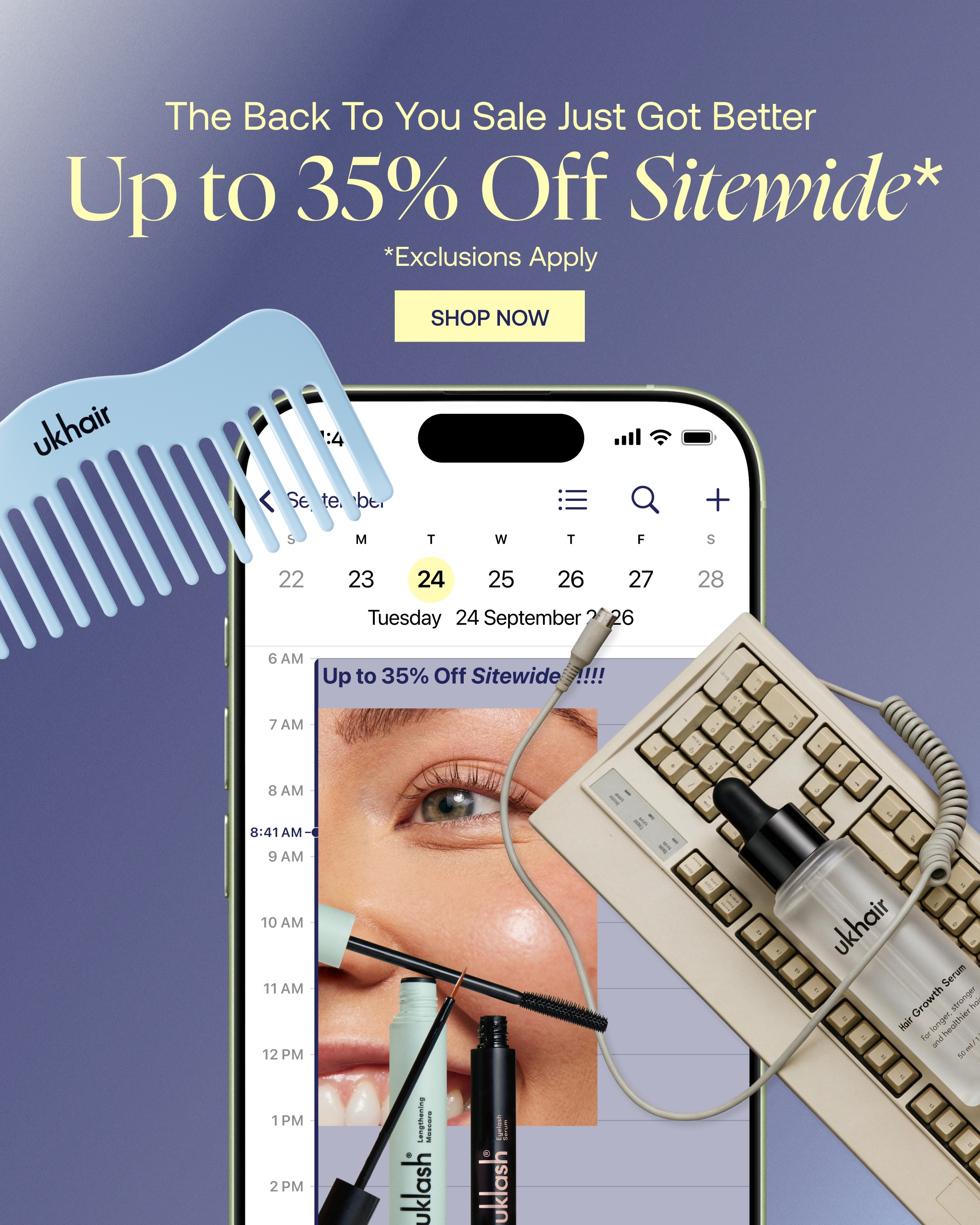 Uklash Facebook ad: Back To Work. Back To You.
