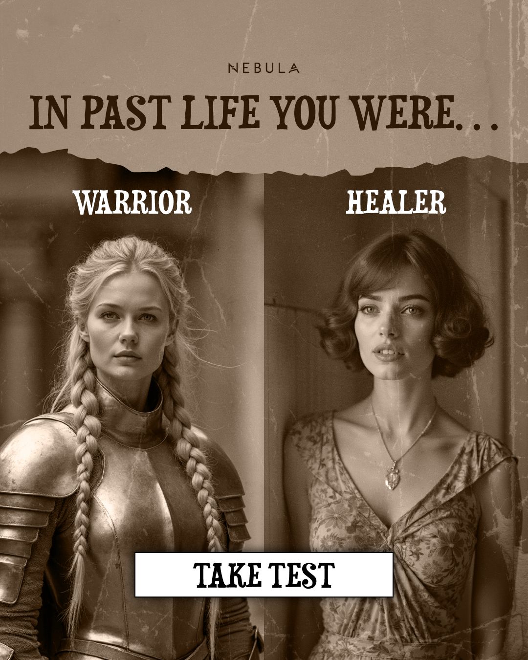 Nebula: Past Life Power Reading Facebook ad: Start quiz to know