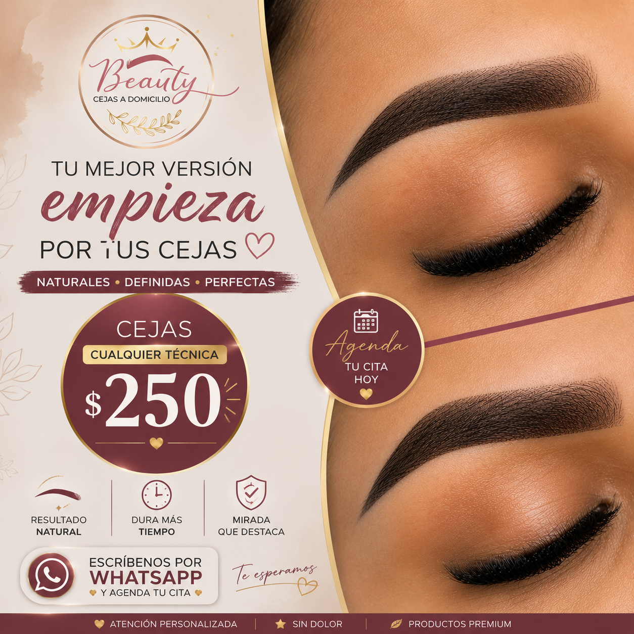Cejas Beauty a Domicilio Facebook ad: ¿Todavía dibujas tus cejas cada mañana?