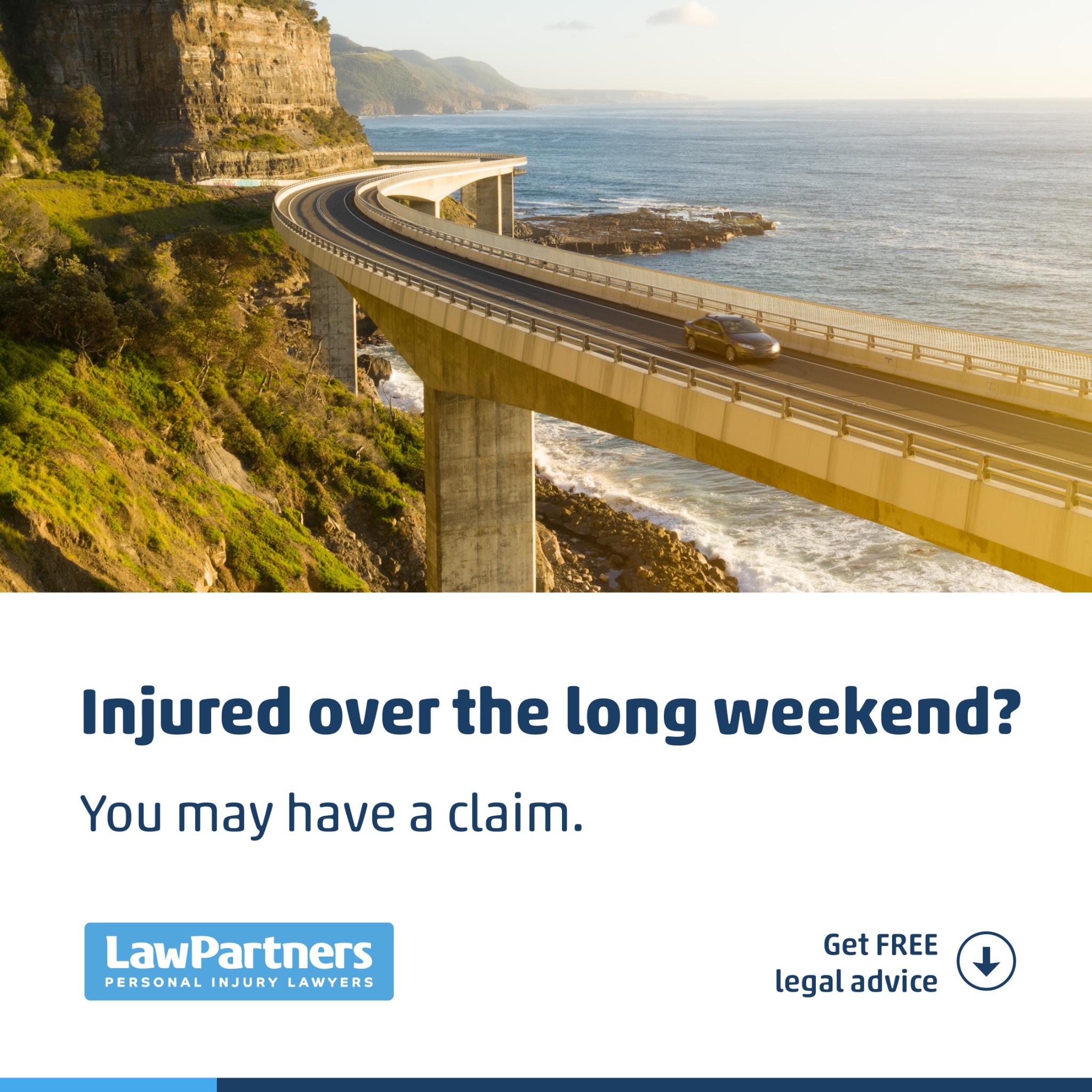 Law Partners Personal Injury Lawyers Facebook ad: You may have a claim.