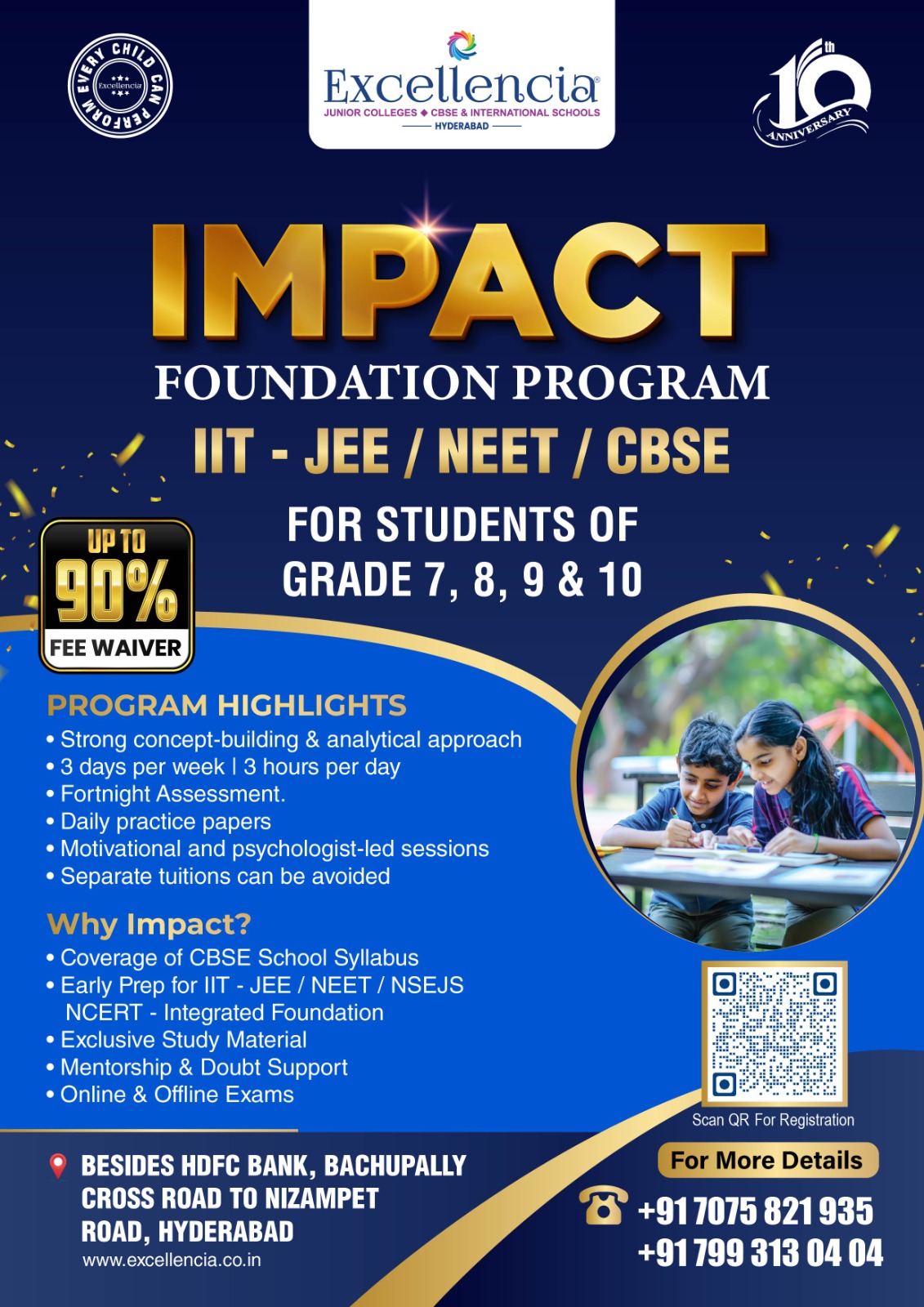 Excellencia Junior Colleges Facebook ad: IIT JEE foundation classes Bachupally