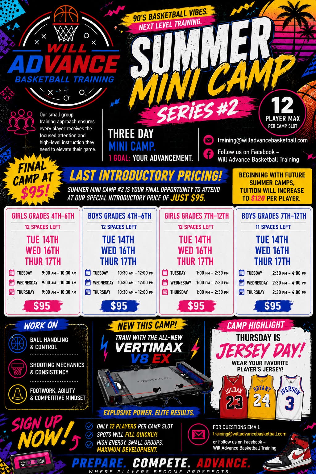 Will Advance Basketball Training Facebook ad: SUMMER MINI CAMP SERIES IS HERE!