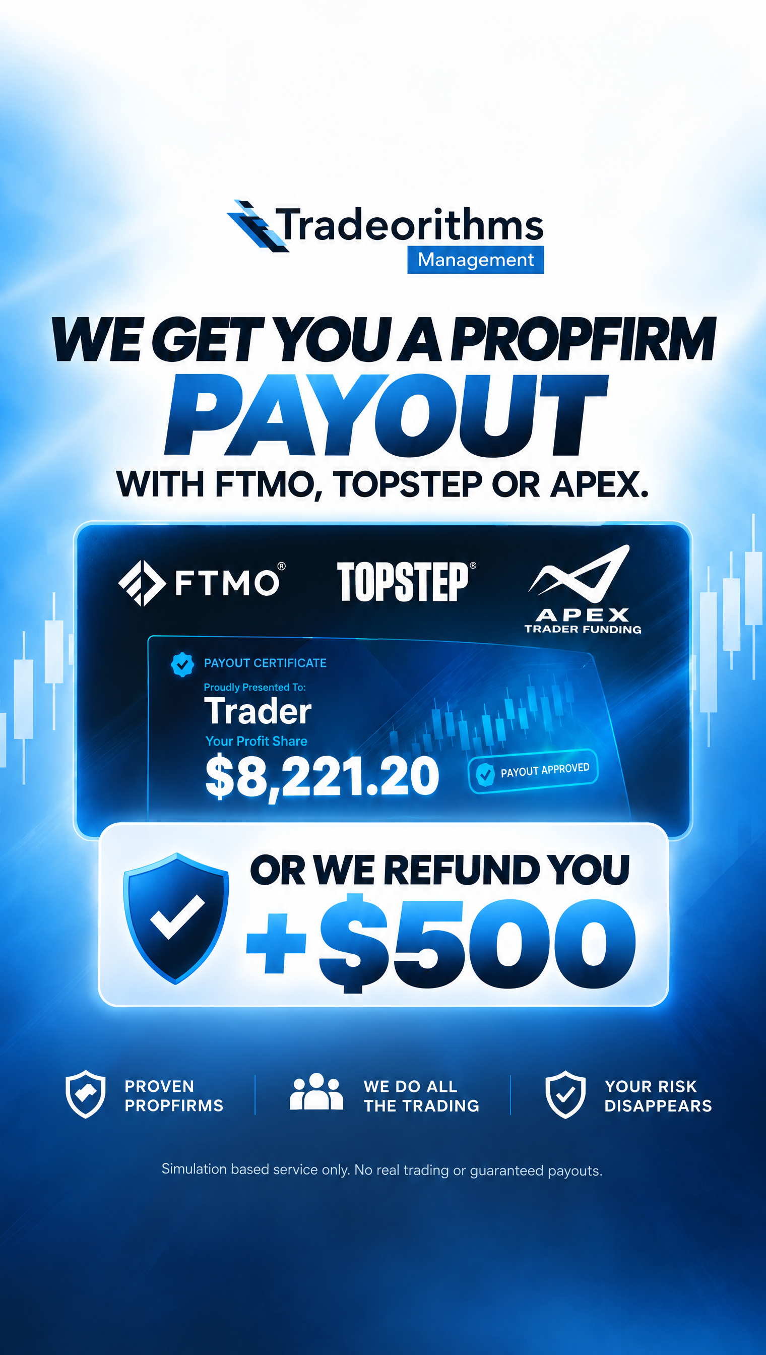Tradeorithmsautomation Facebook ad: We Do The Trading. Pay After Payout
