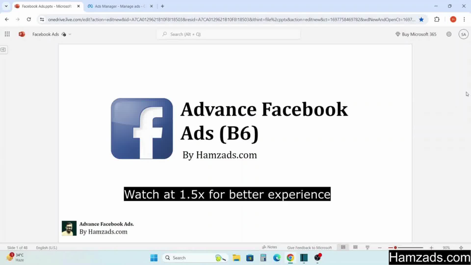 Hamza Ali Facebook ad: Get 30 Hours FHD Course for PKR 6500
