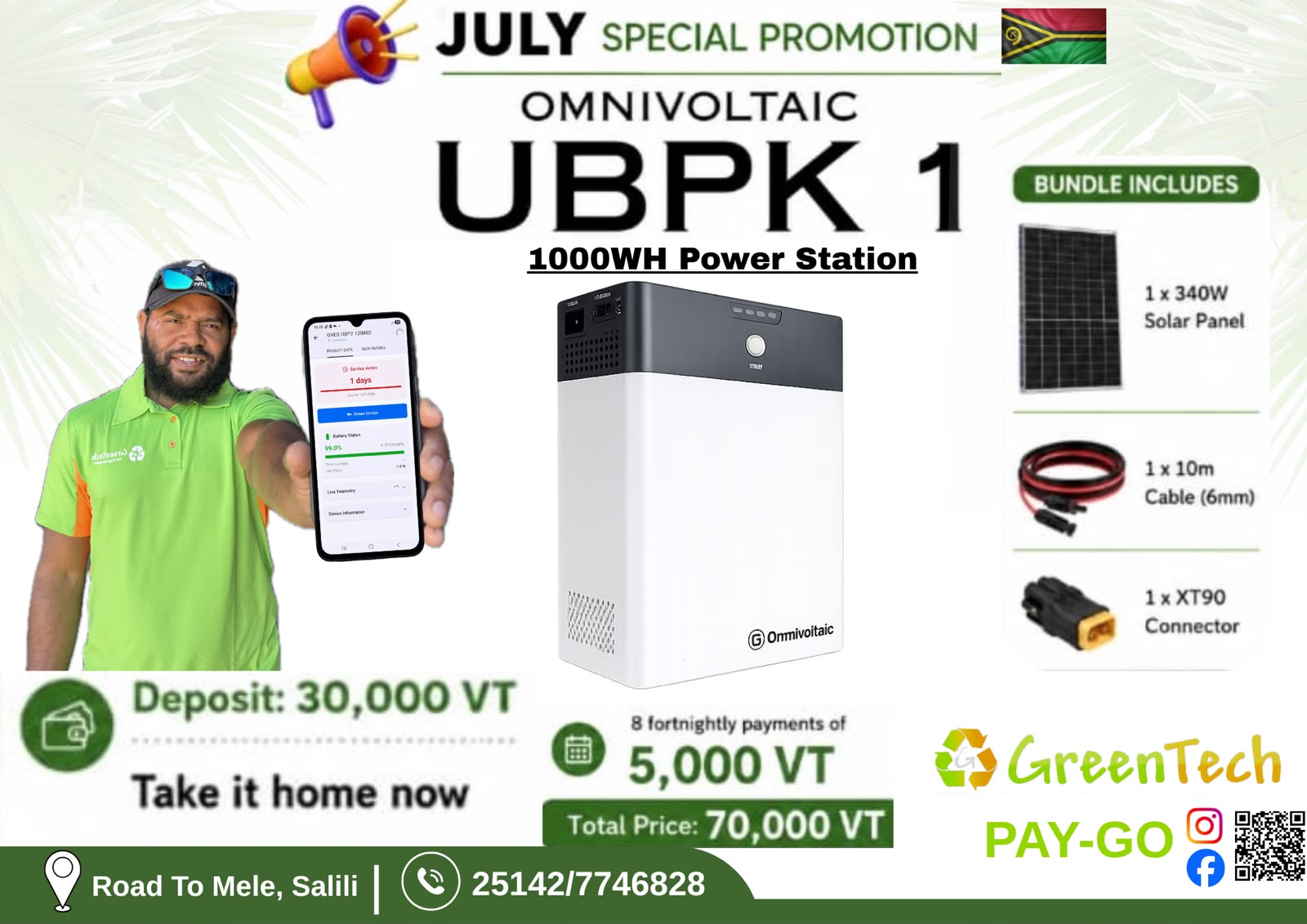 GreenTech Vanuatu Facebook ad: Chat in Messenger