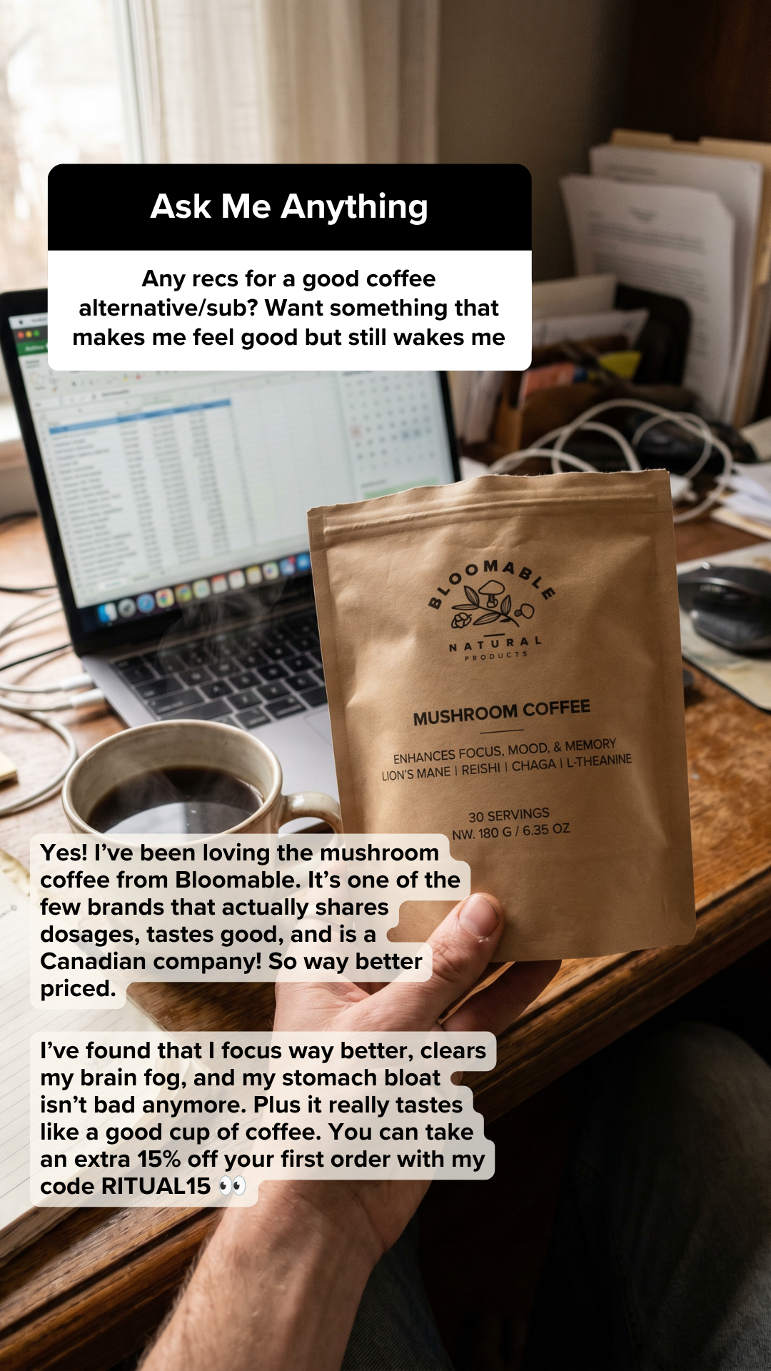 Bloomable Facebook ad: Pour Yourself A Better Cup of Coffee