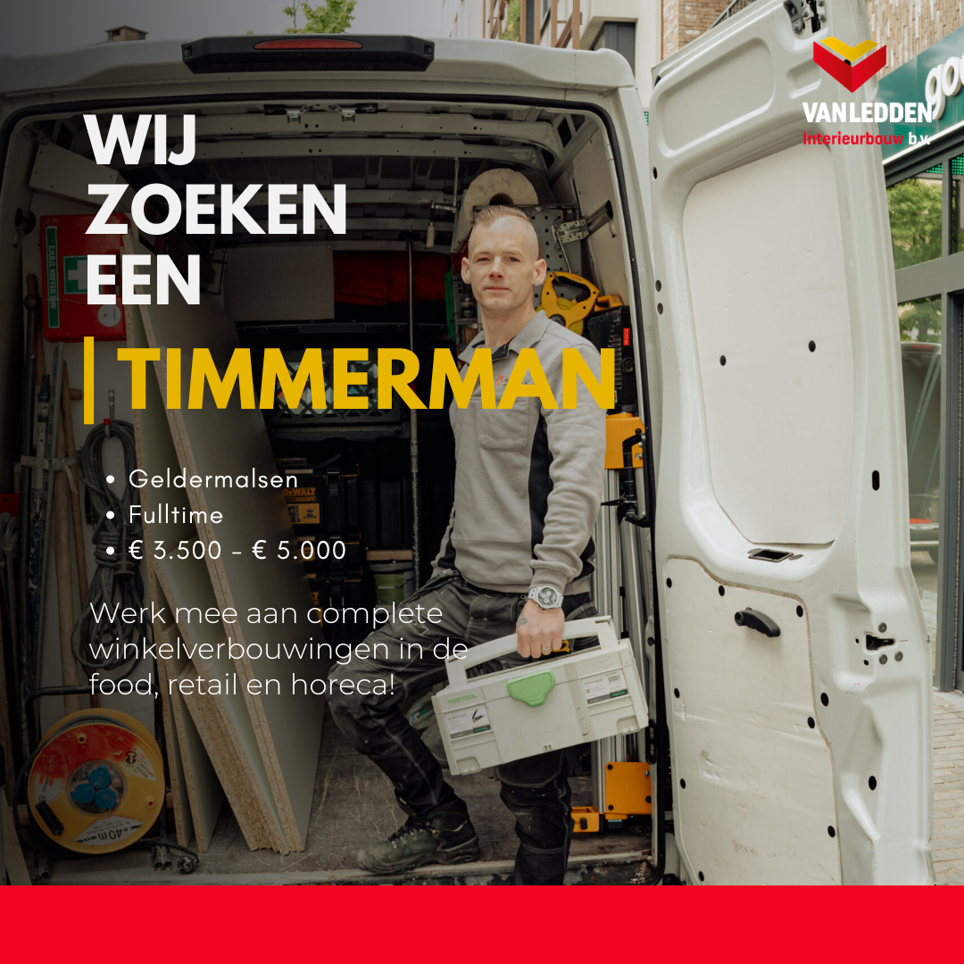 Werken bij Van Ledden Bouw Facebook ad: Vacature Timmerman (ZZP mogelijk)