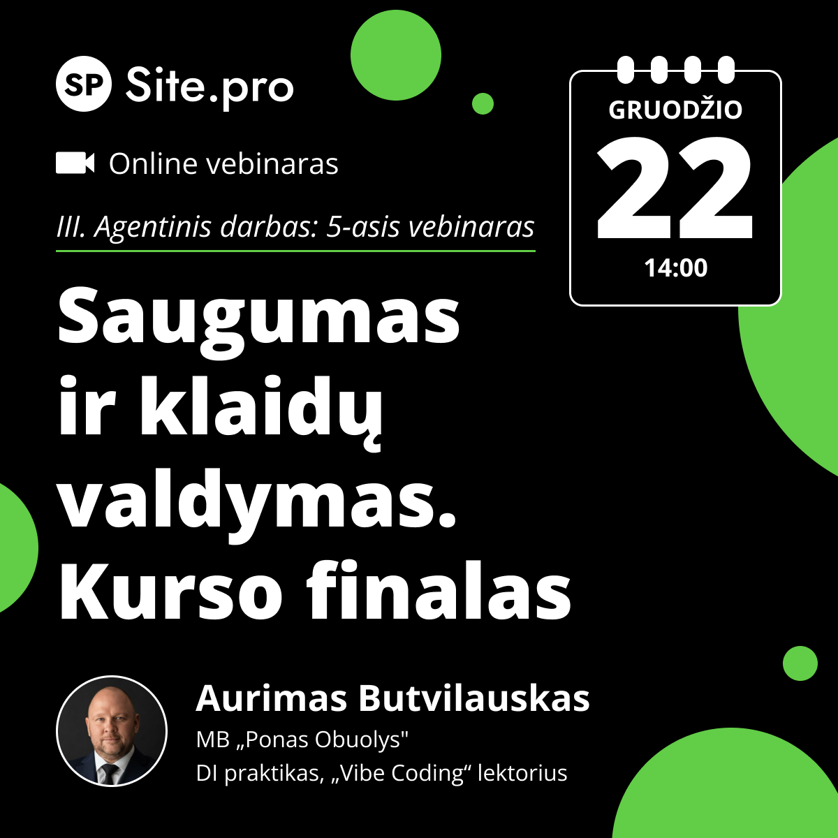 Site.pro - Apskaitos programa ir ERP Facebook ad: Online seminaras Saugumas ir klaidų valdymas