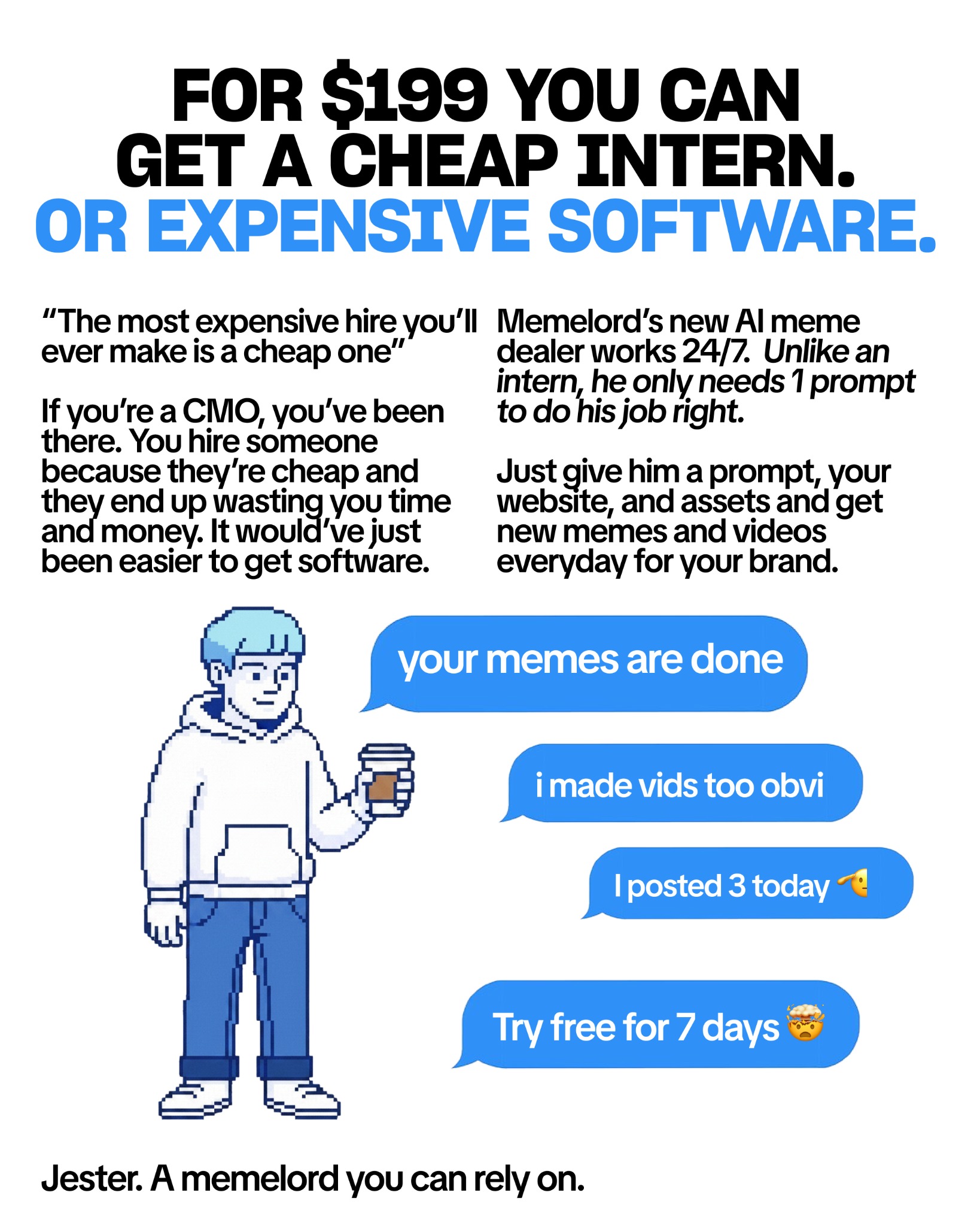 Memelord.com Facebook ad: Fire your marketing intern