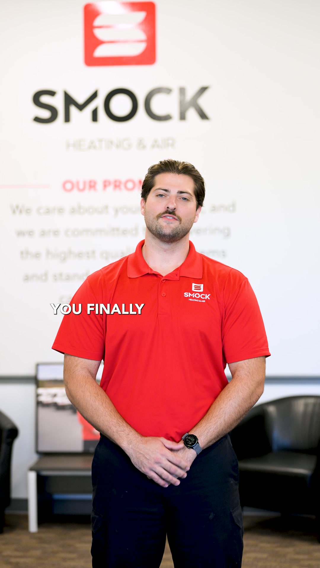 Smock Heating & Air Facebook ad: Never Sweat Through the Wait