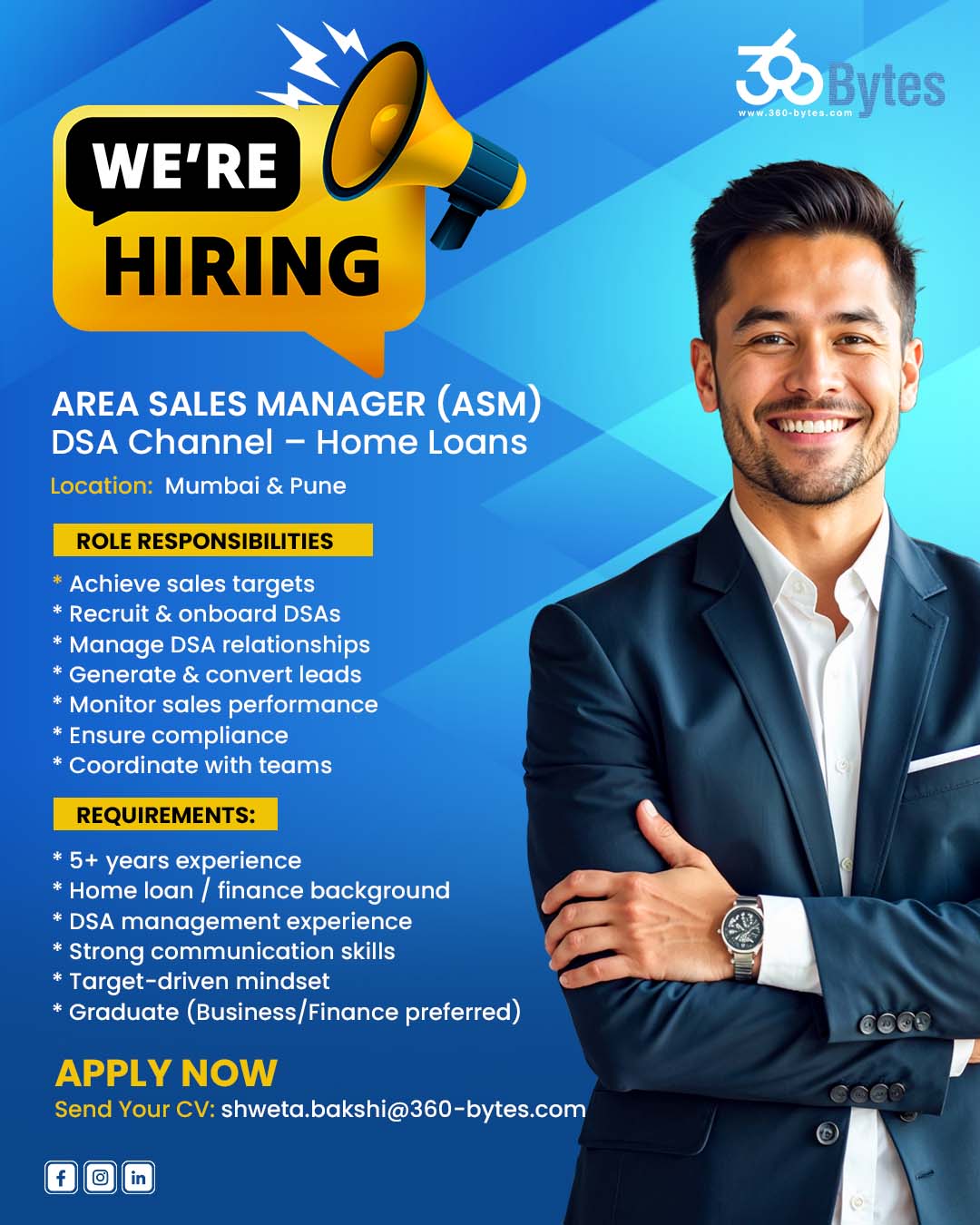 360 Bytes Facebook ad: Area Sales Manager