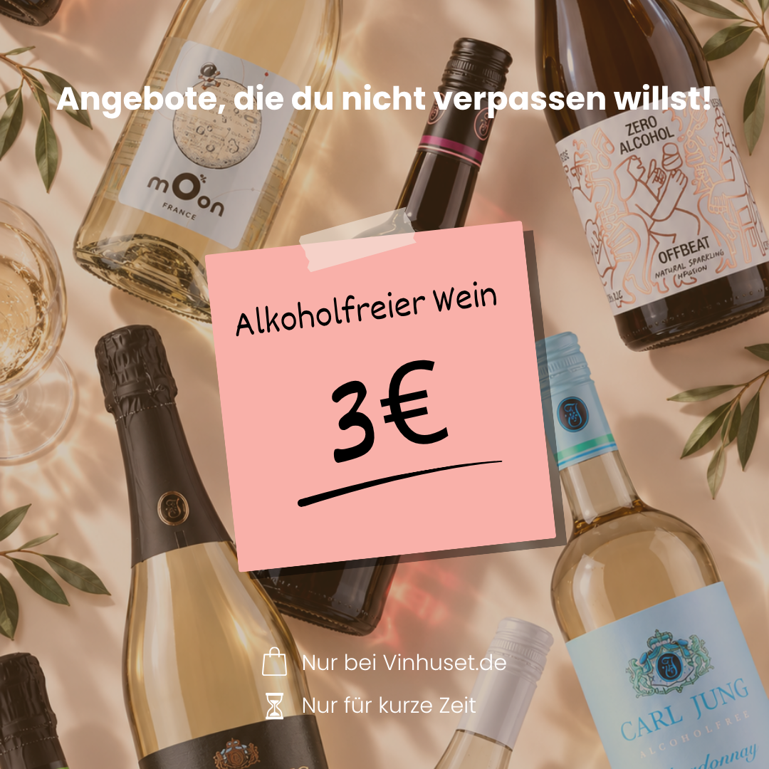 Vinhuset.de Facebook ad: Nur für kurze Zeit Alkoholfreier Wein, 3€