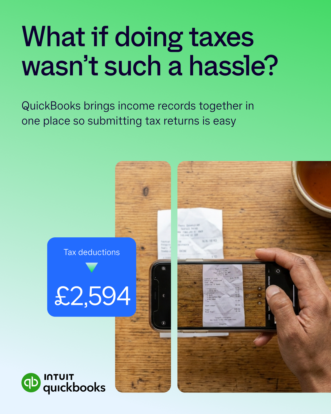 Intuit QuickBooks Facebook ad: Make tax more manageable