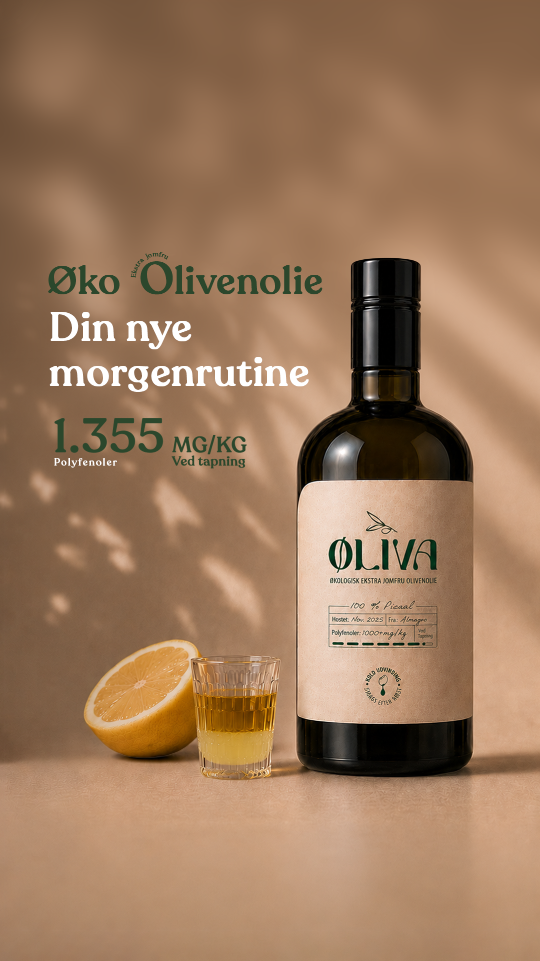 Øliva Facebook ad: Øliva Picual: 1355 mg/kg polyfenoler
