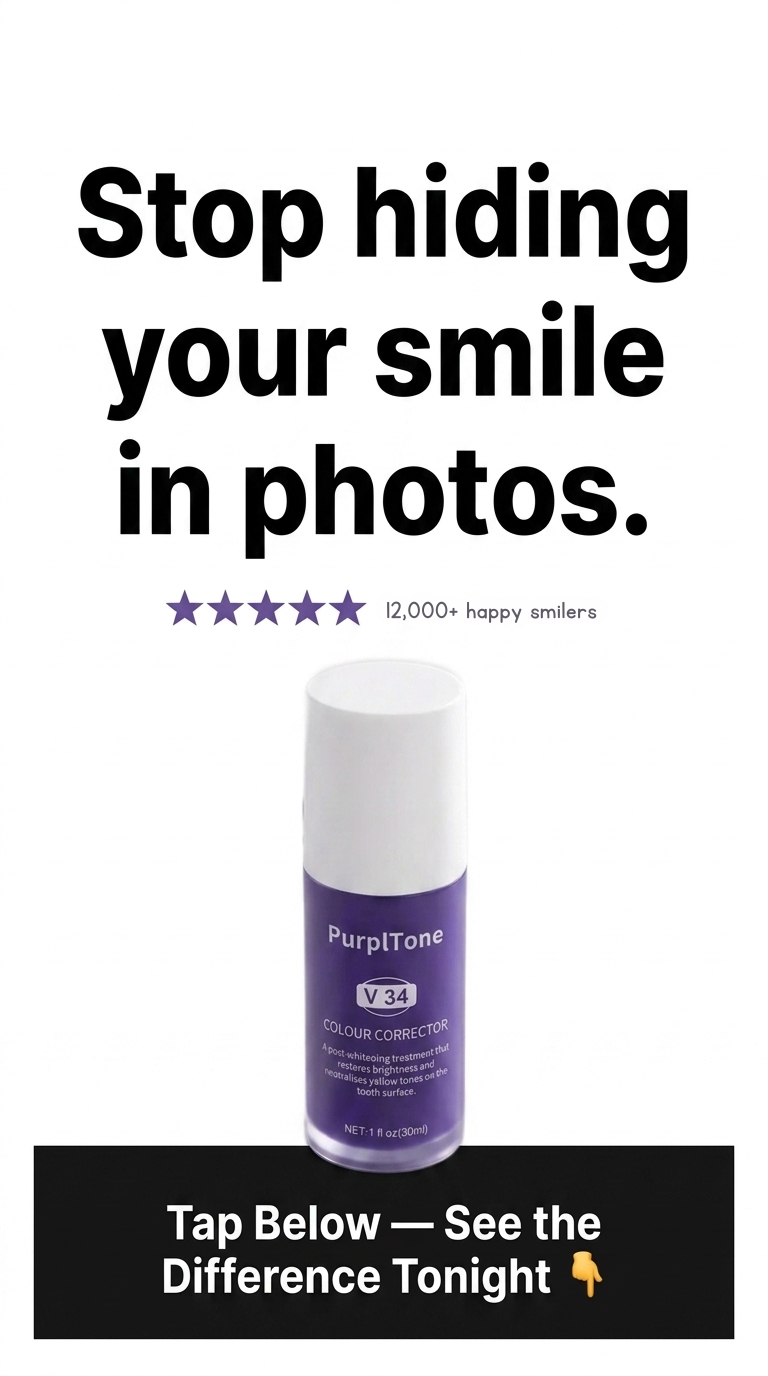 PurplTone Facebook ad: Stop hiding your smile in photos.