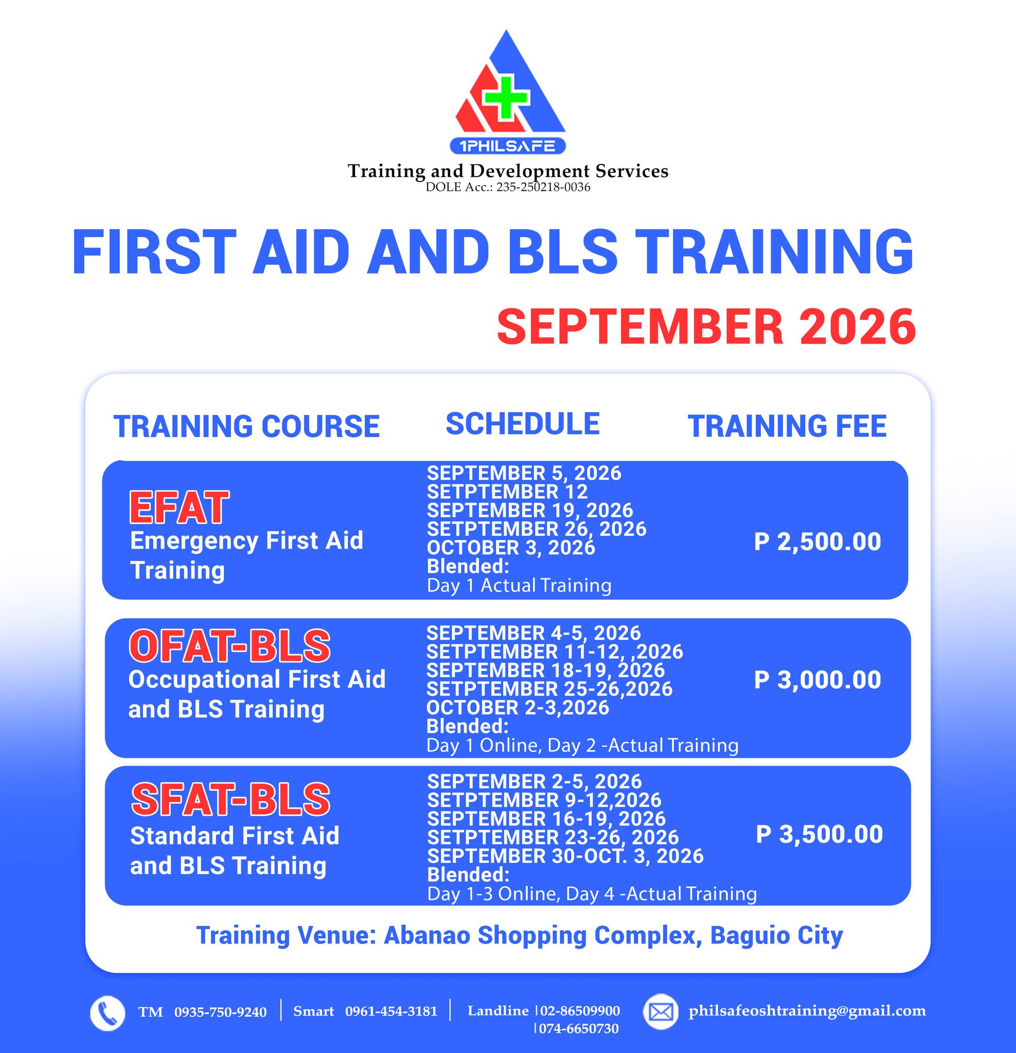 1Philsafe Safety Training Center-Baguio City Facebook ad: 𝐅𝐈𝐑𝐒𝐓 𝐀𝐈𝐃 𝐀𝐍𝐃 𝐁𝐀𝐒𝐈𝐂 𝐋𝐈𝐅𝐄…
