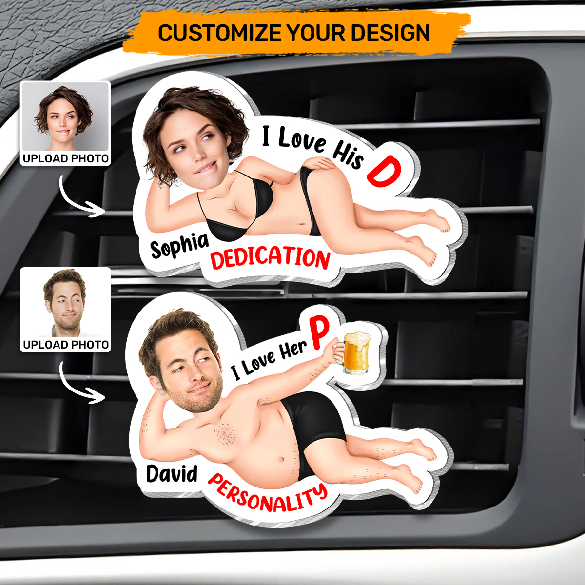 Joymade Facebook ad: Personalized Acrylic Car Vent Clip