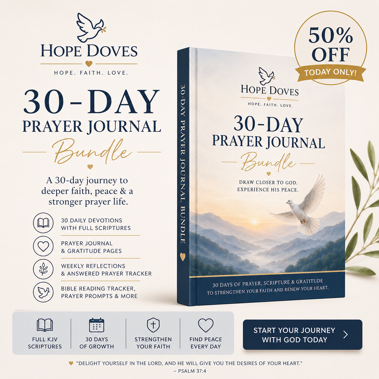 Hope Doves Facebook ad: Grow Closer To God In Just 10 Minutes A Day