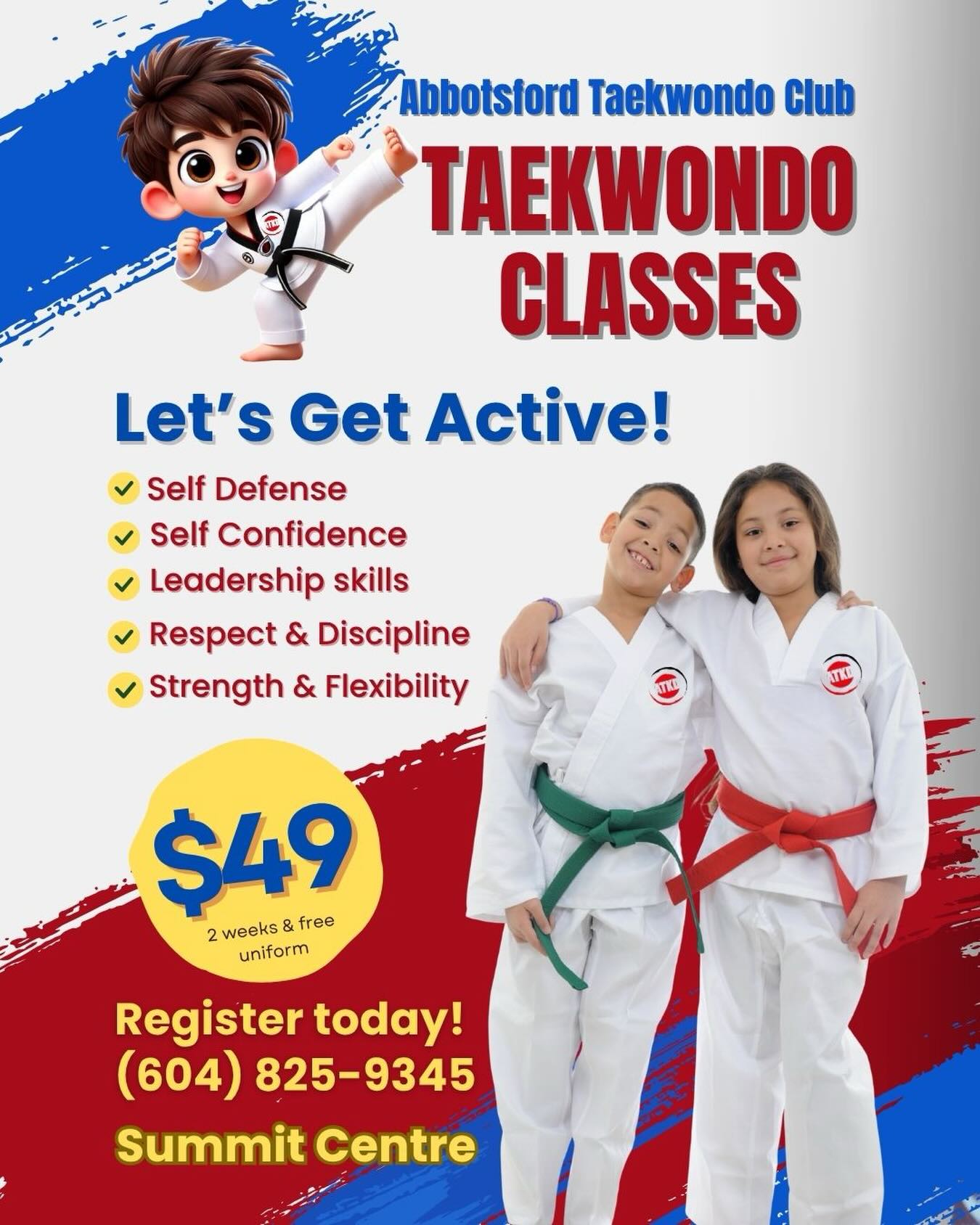 Abbotsford Taekwondo Club Facebook ad: Get Ready to Kickstart Your Child's Confidence!