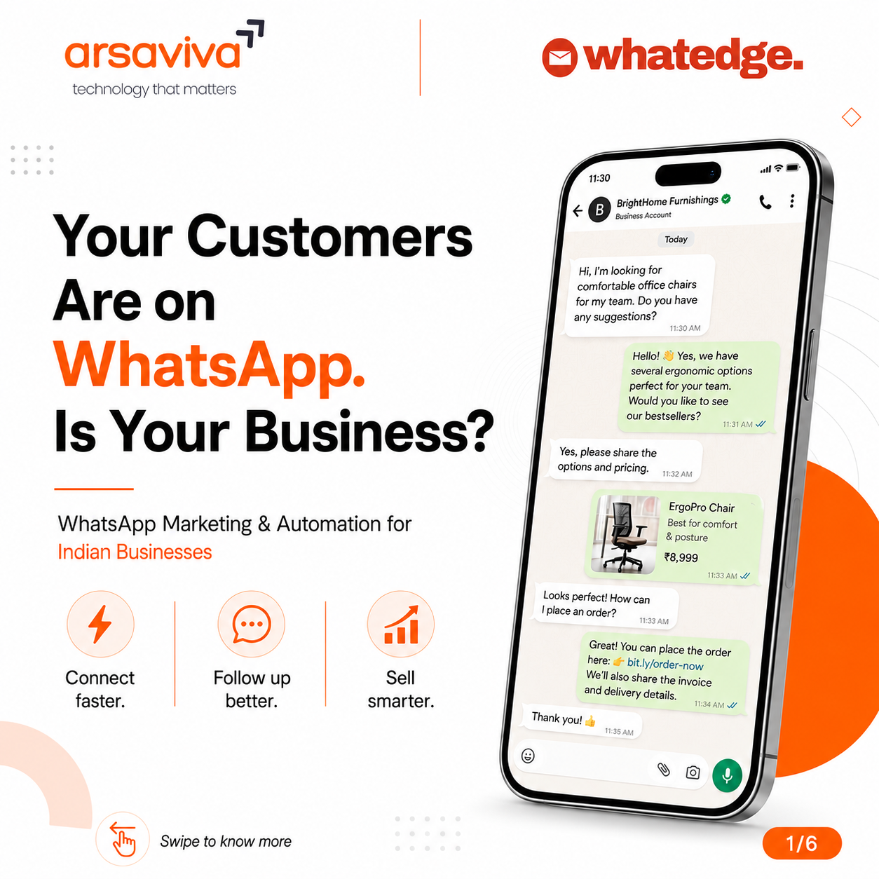Arsaviva Technologies Facebook ad: Your customers are already on WhatsApp.