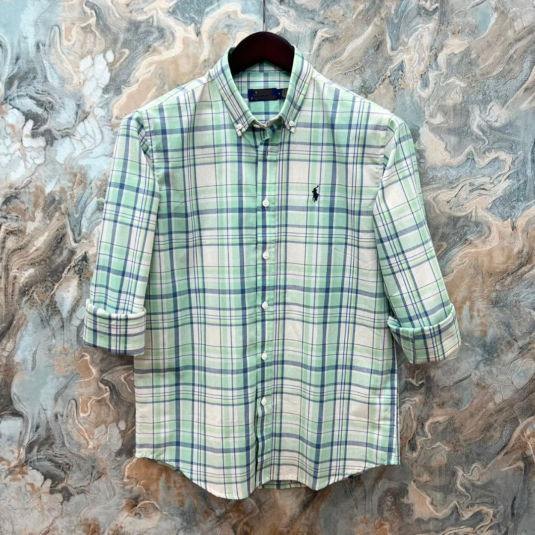 White Tailor Facebook ad: Mint Green Plaid Check full sleeve premium cotton shirt…