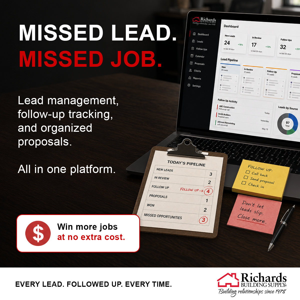 Richards Building Supply Facebook ad: One Platform. Every Step Covered.