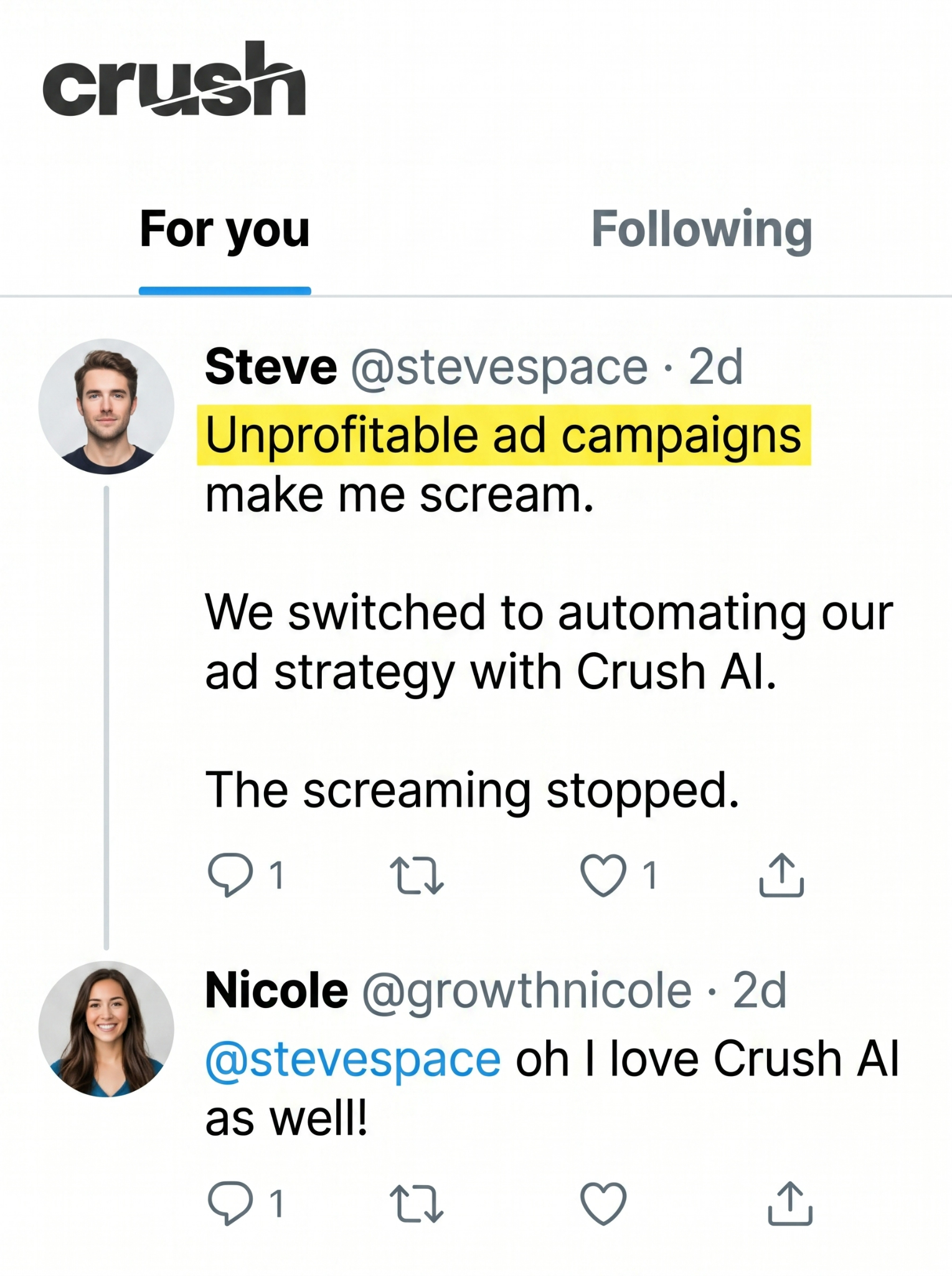 trycrush.ai Facebook ad