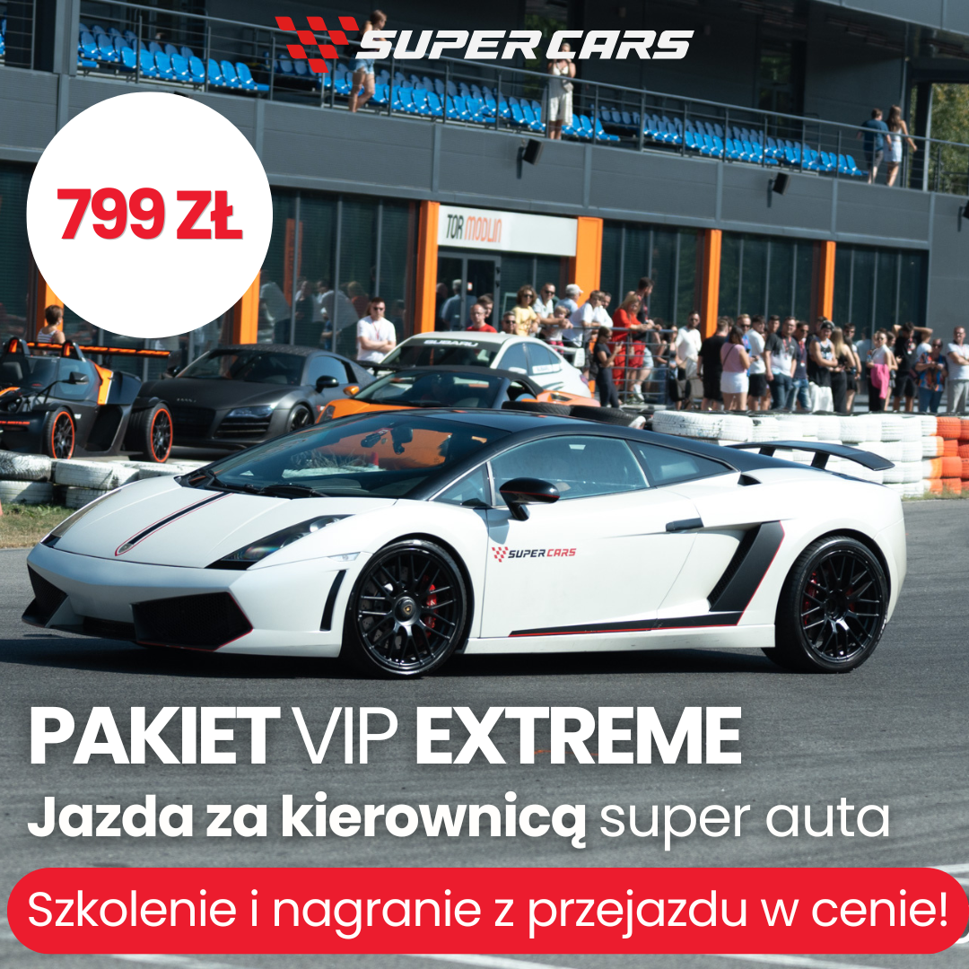 Super-Cars.pl - Eventy motoryzacyjne Facebook ad: Pakiet VIP Extreme aż -50%